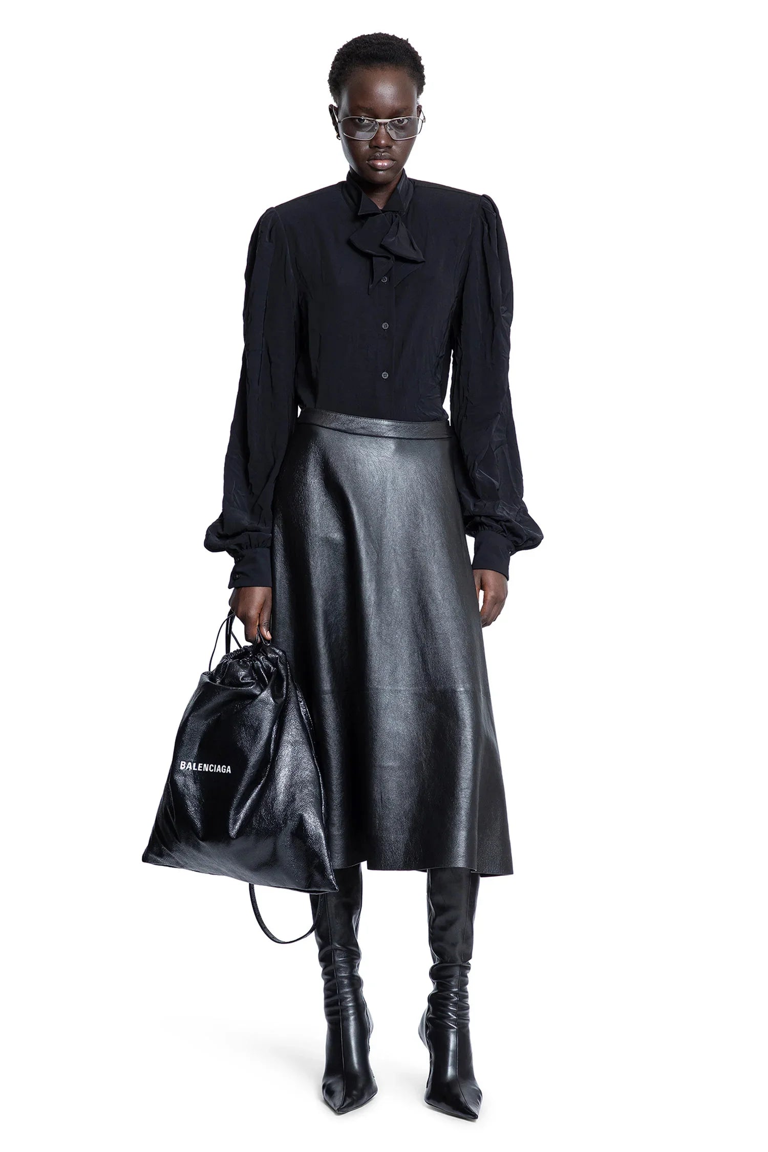 Bow Blouse in fluid technical Crêpe - Antonioli.eu