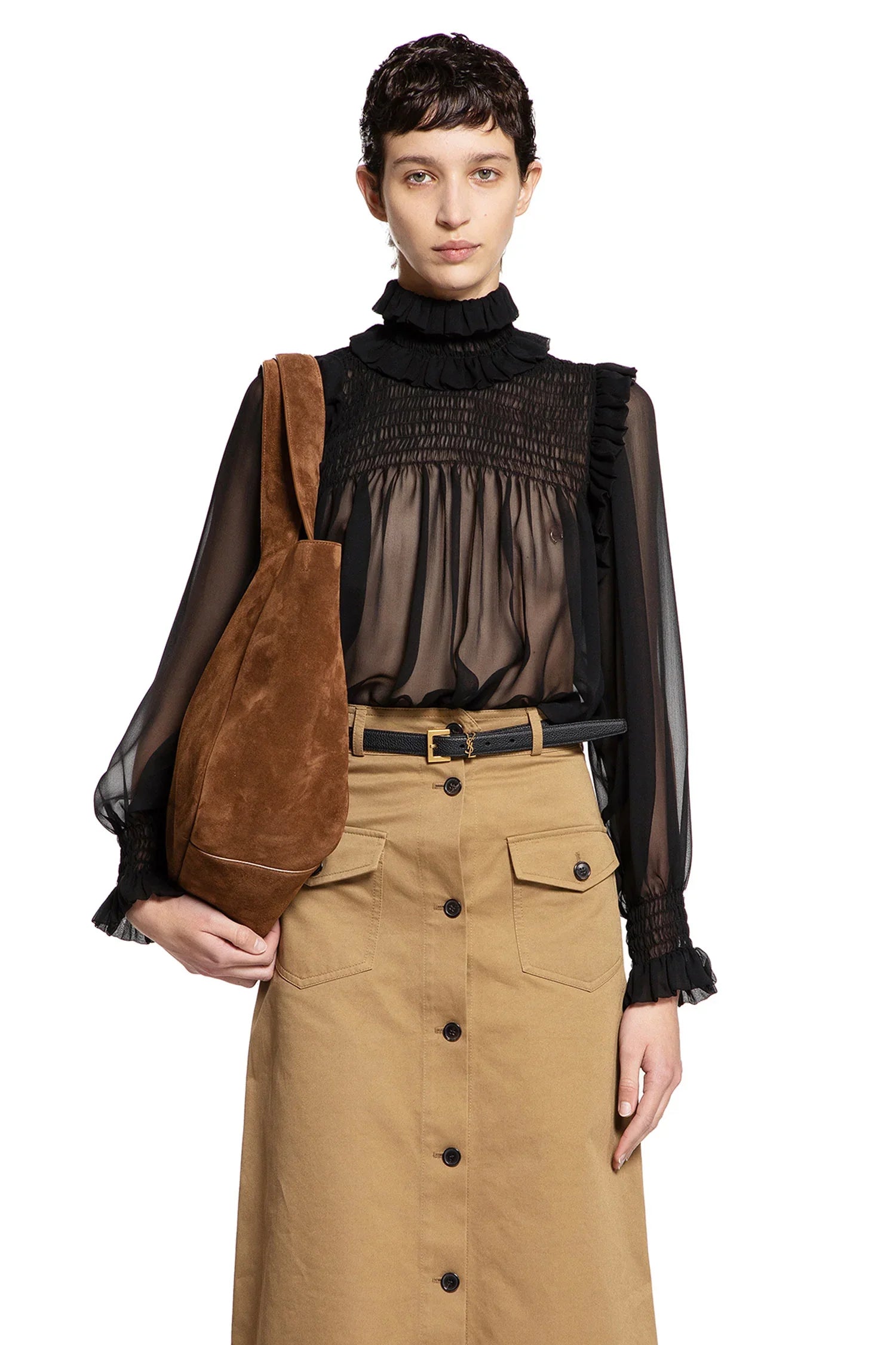 Gathered Crêpe Muslin Blouse - Antonioli.eu