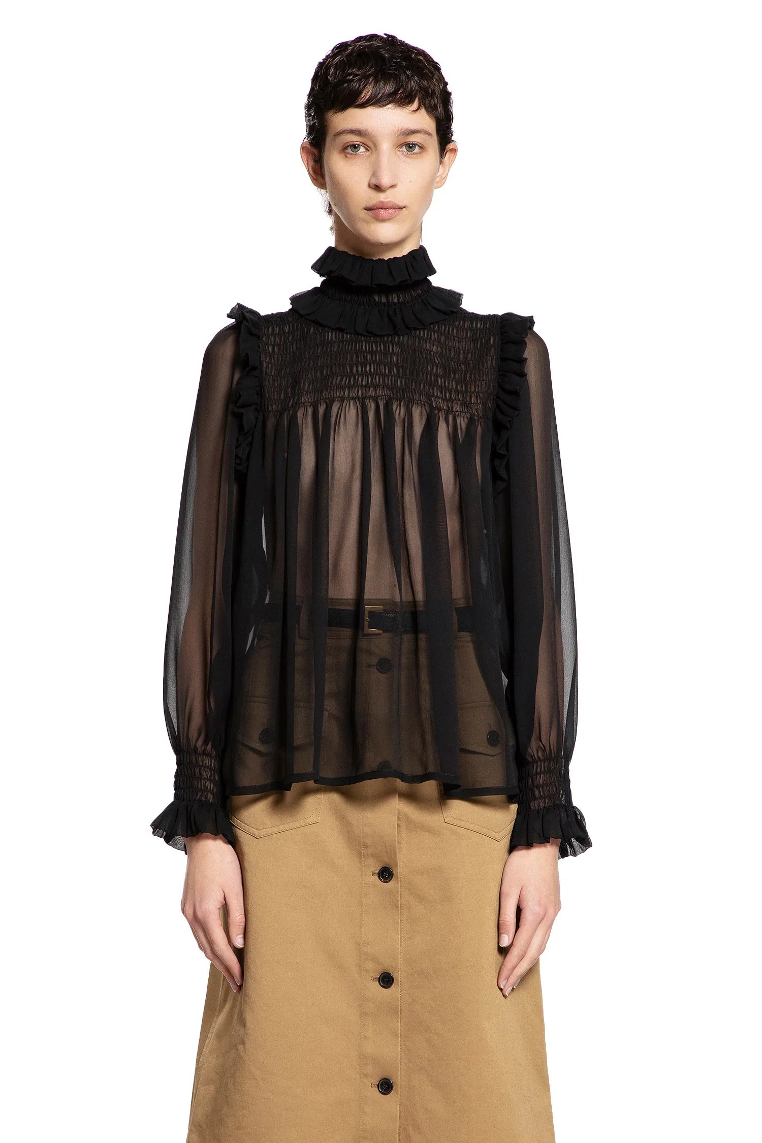 Gathered Crêpe Muslin Blouse - Antonioli.eu