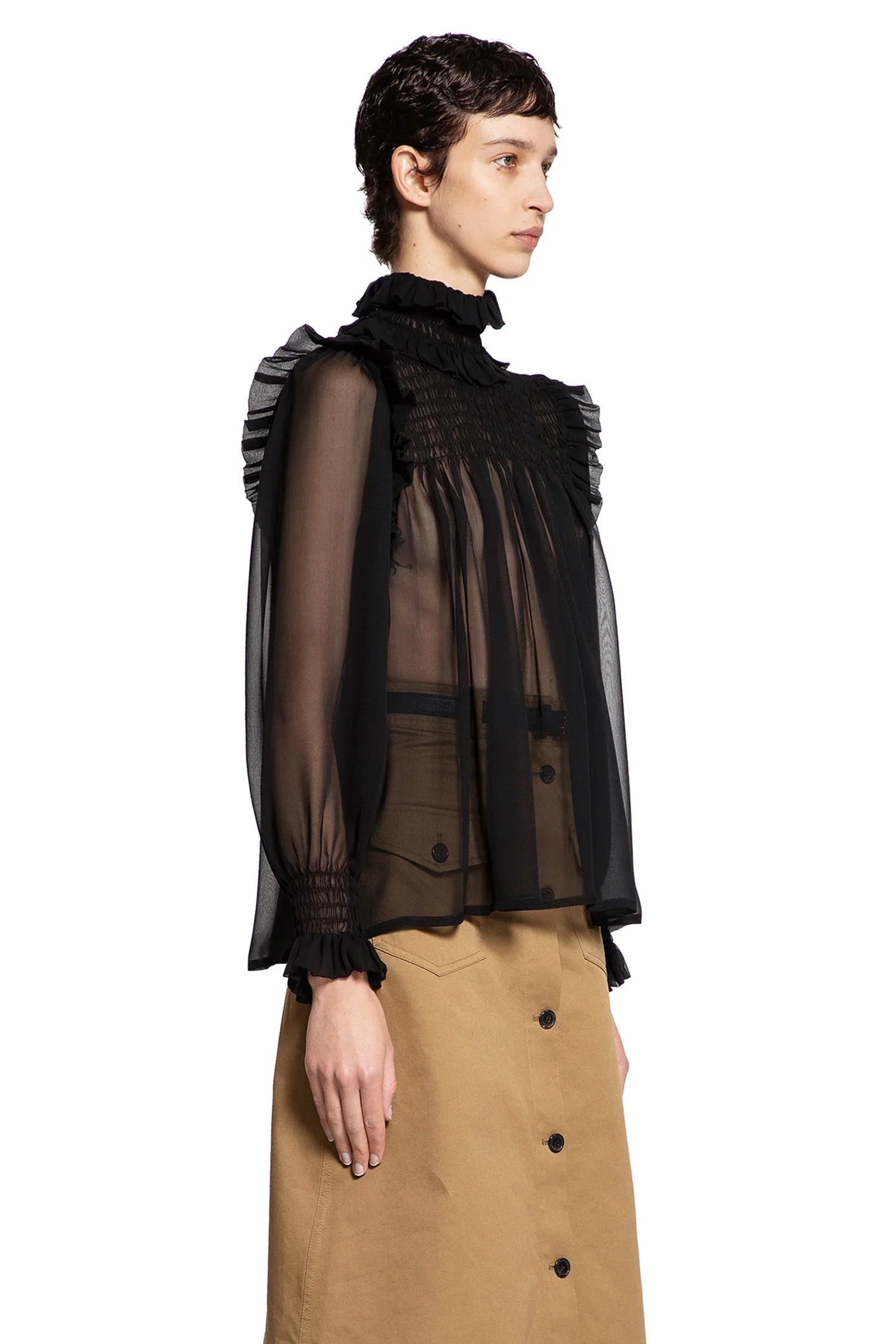 Gathered Crêpe Muslin Blouse - Antonioli.eu