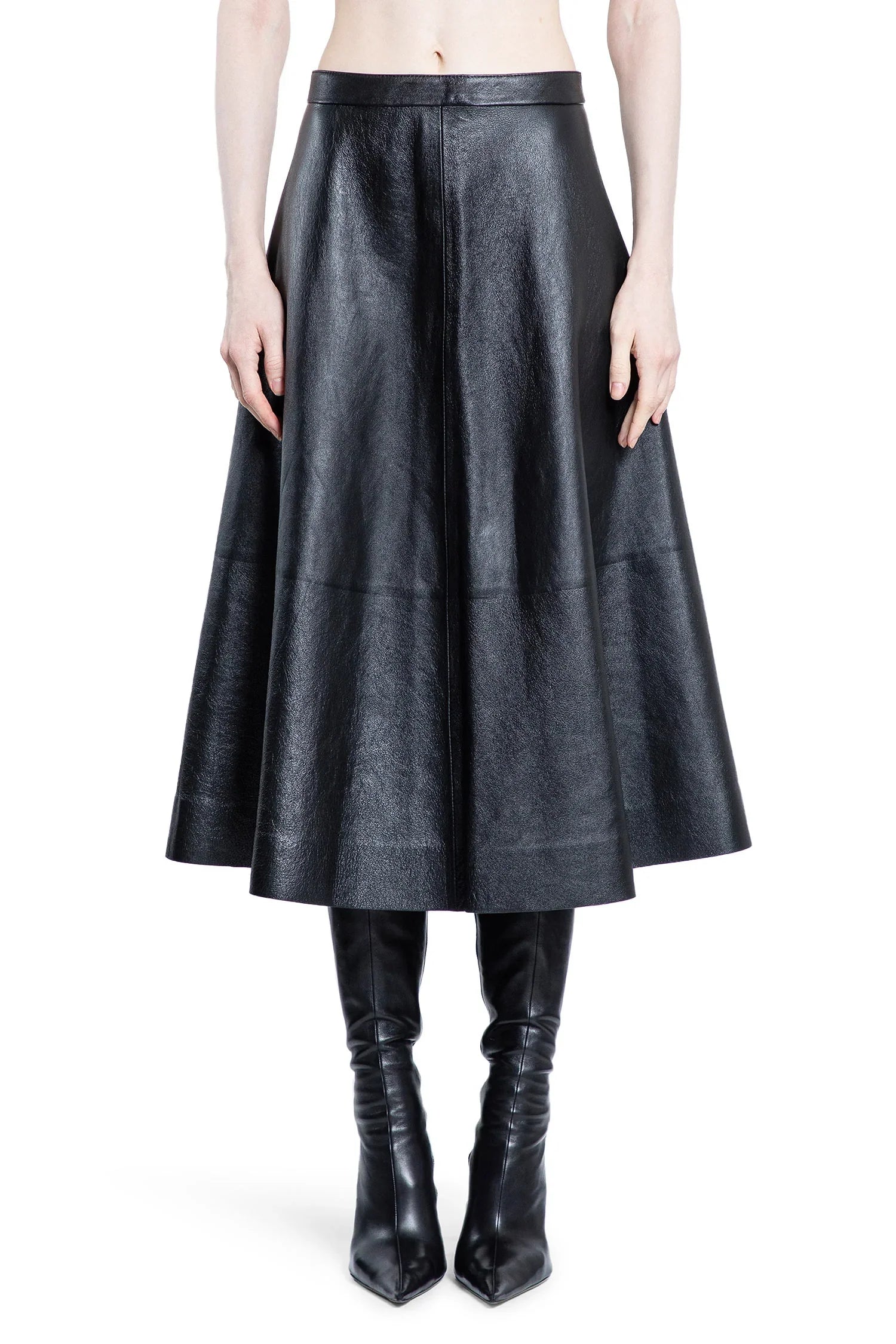 A-Line Skirt in Shiny Leather - Antonioli.eu