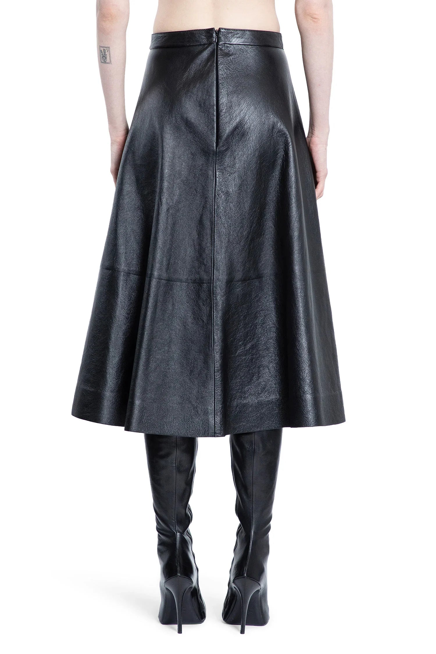 A-Line Skirt in Shiny Leather - Antonioli.eu