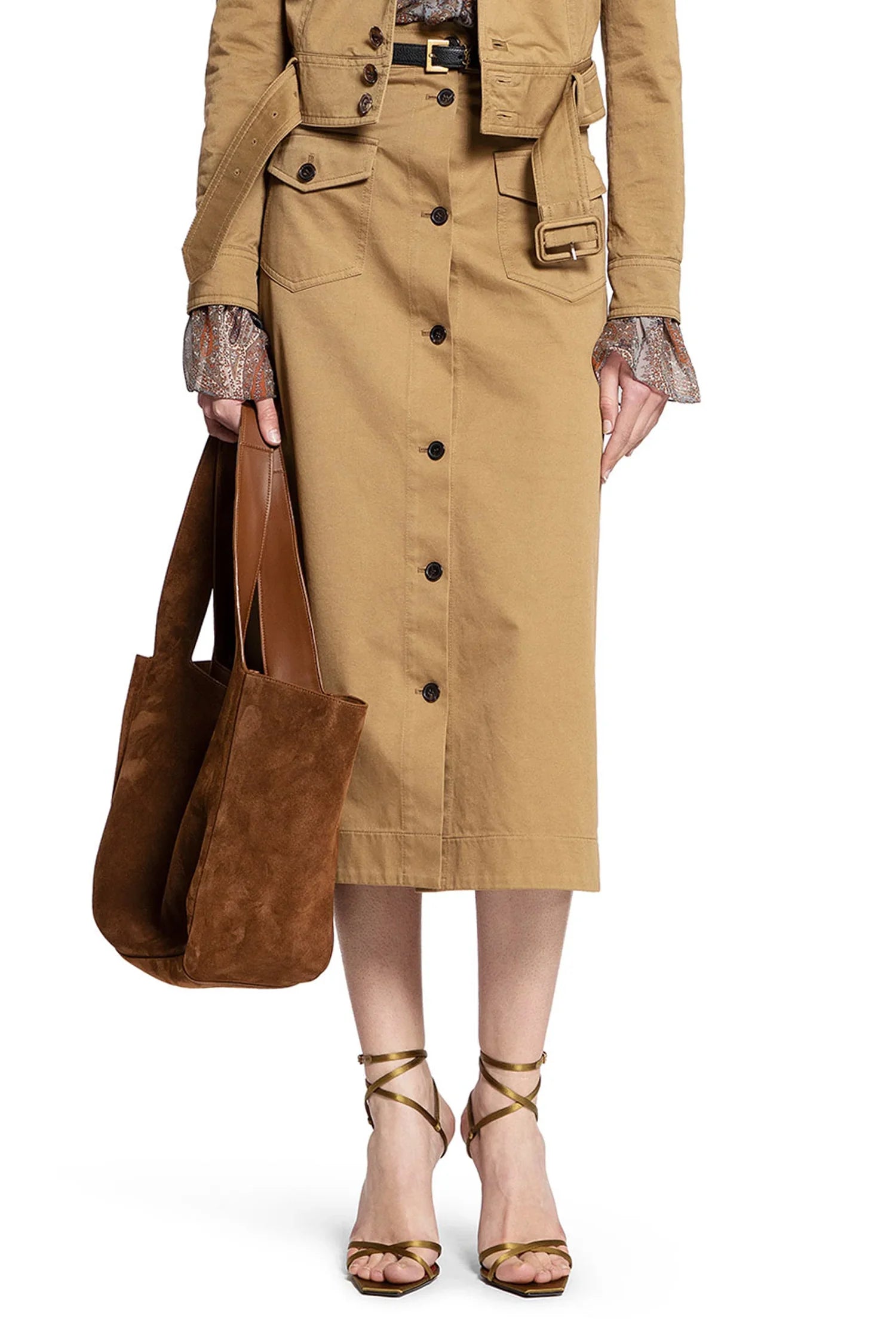 Long Pocket Skirt in Cotton Serge - Antonioli.eu