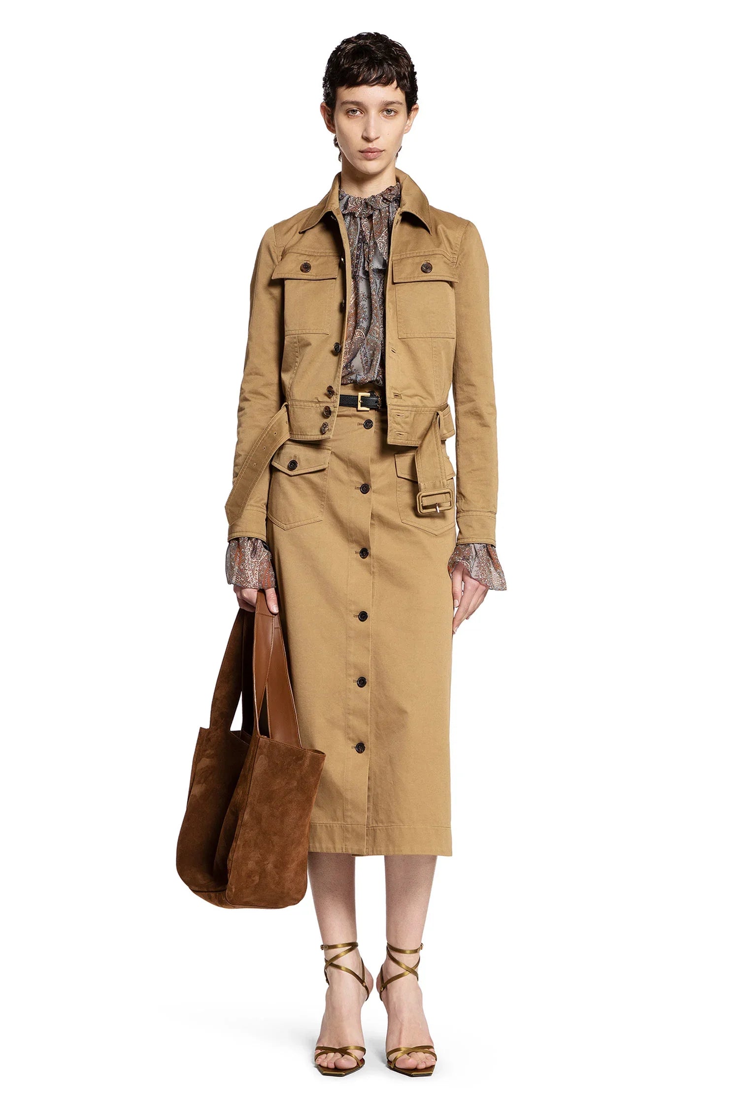 Long Pocket Skirt in Cotton Serge - Antonioli.eu