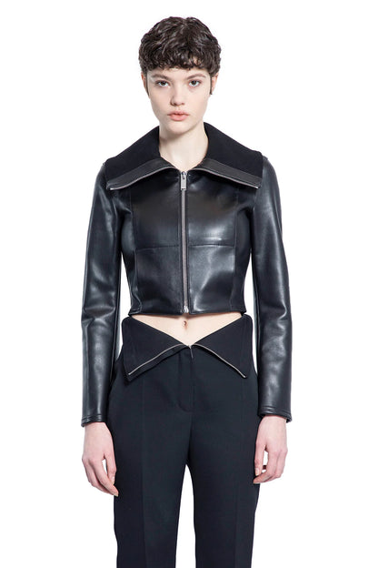 Folded Collar Leather Jacket - Antonioli.eu