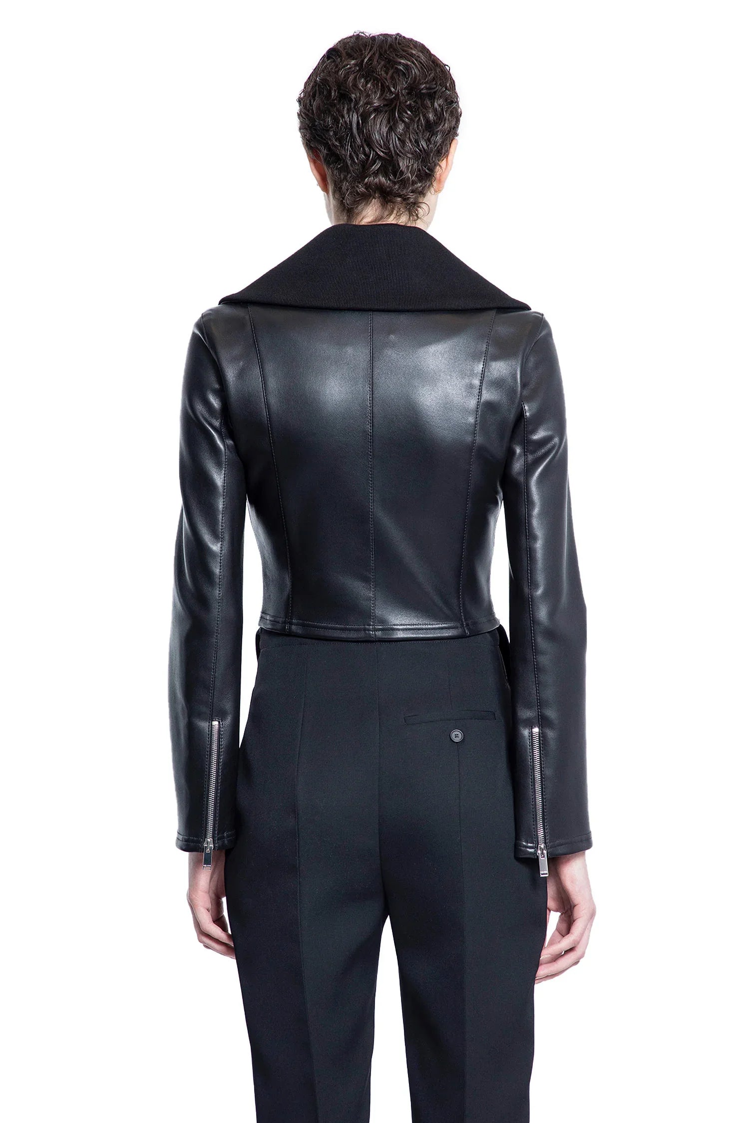 Folded Collar Leather Jacket - Antonioli.eu