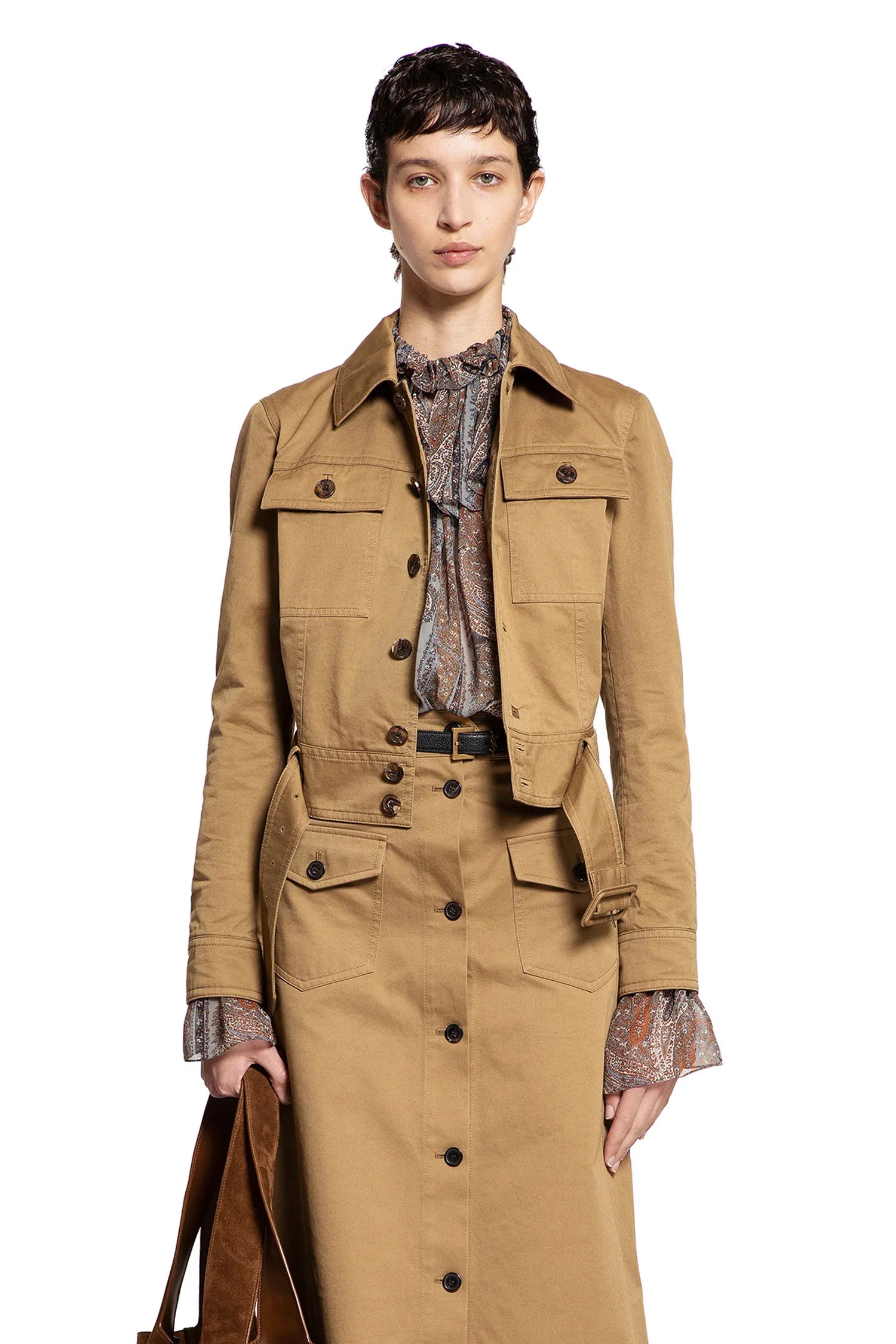Cropped Jacket in Cotton Serge - Antonioli.eu