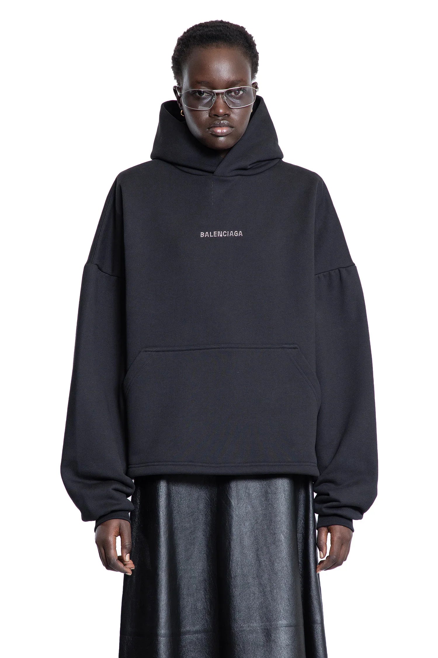 Balenciaga Back Strass Cropped Hoodie - Antonioli.eu