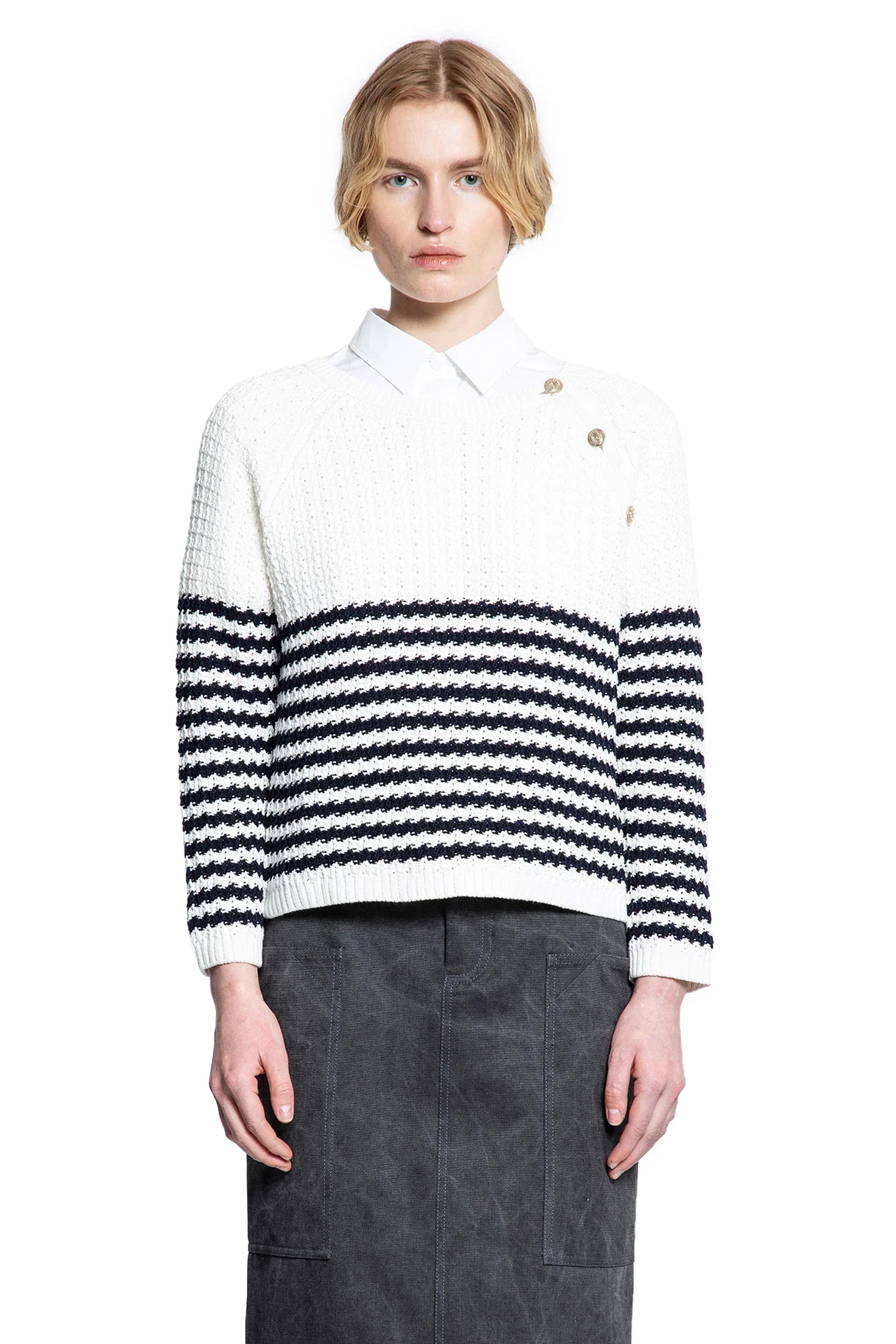 Striped Crochet Knit Sweater - Antonioli.eu