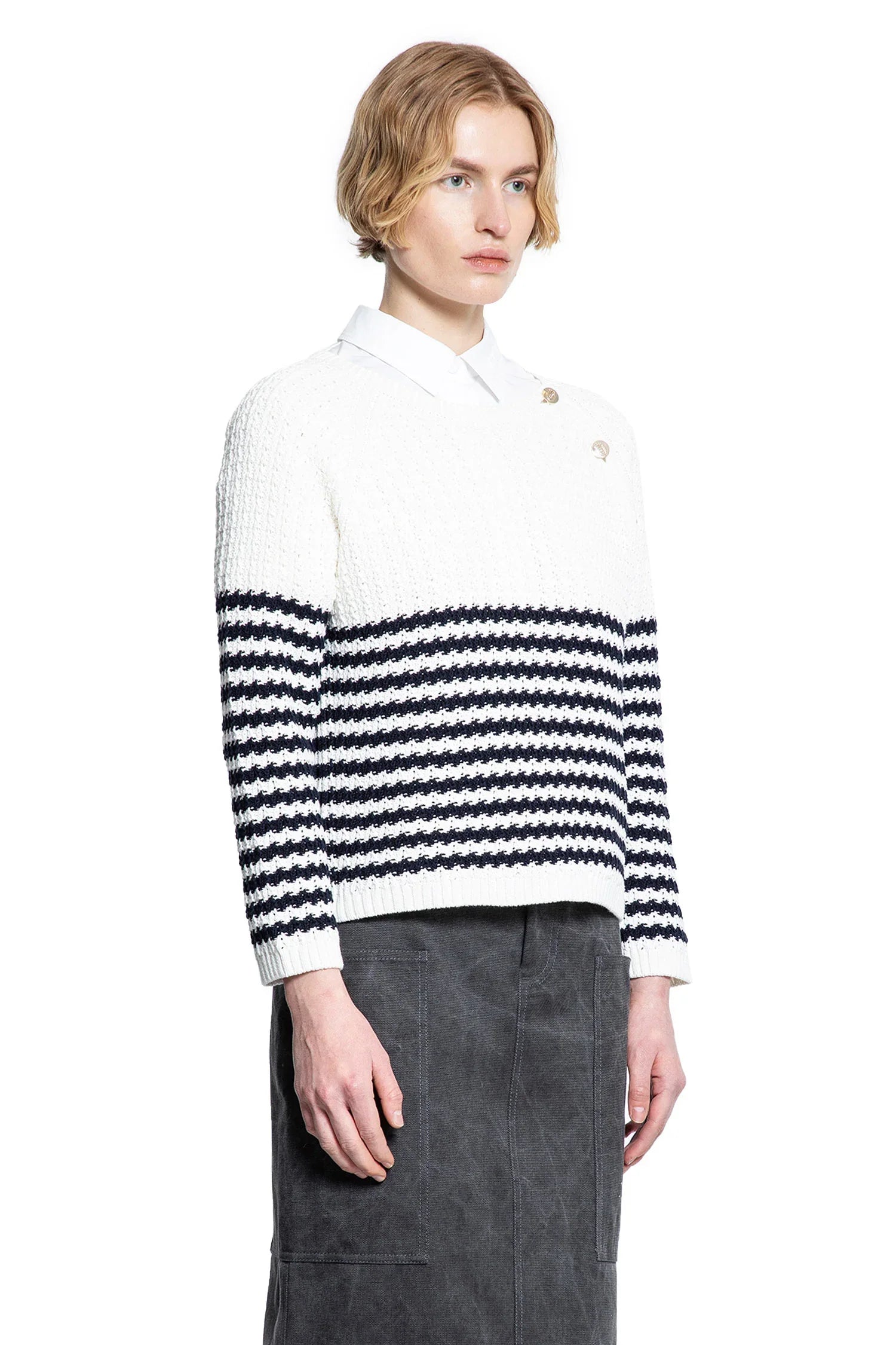 Striped Crochet Knit Sweater - Antonioli.eu