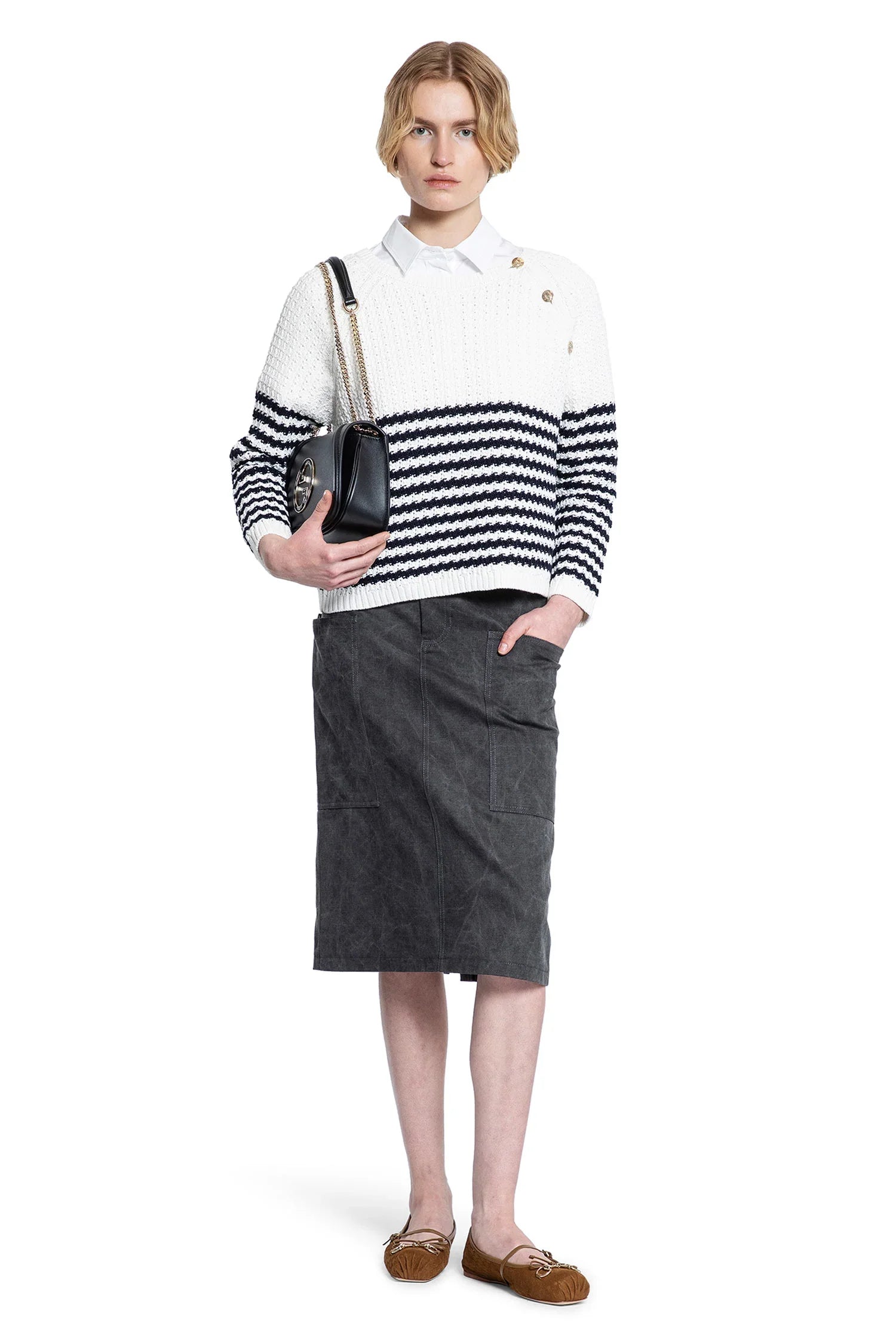 Striped Crochet Knit Sweater - Antonioli.eu
