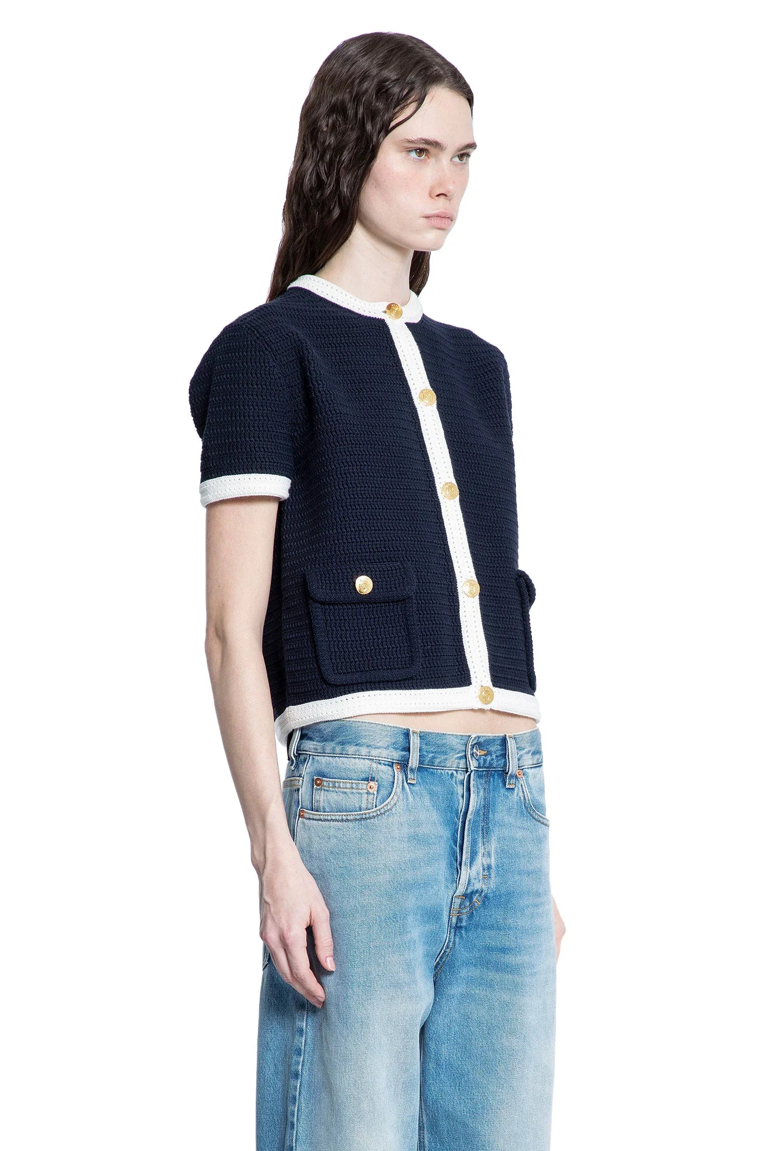 Crochet Knit Cropped Cardigan - Antonioli.eu