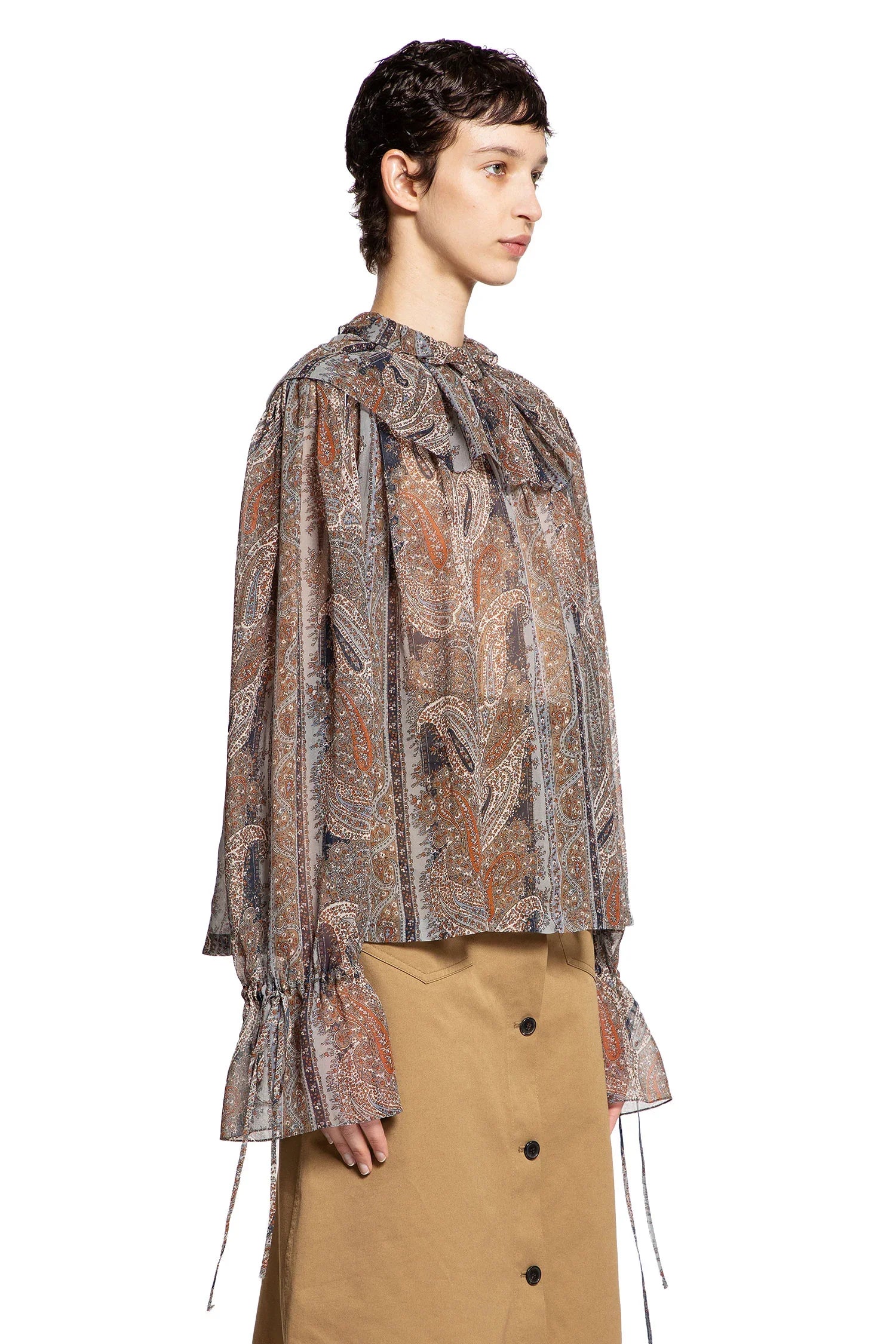 Paisley Blouse in Georgette Cashmere - Antonioli.eu