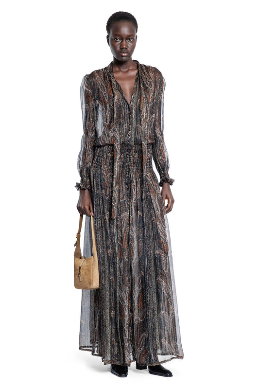 Lavallière Long Dress in Paisley Silk - Antonioli.eu