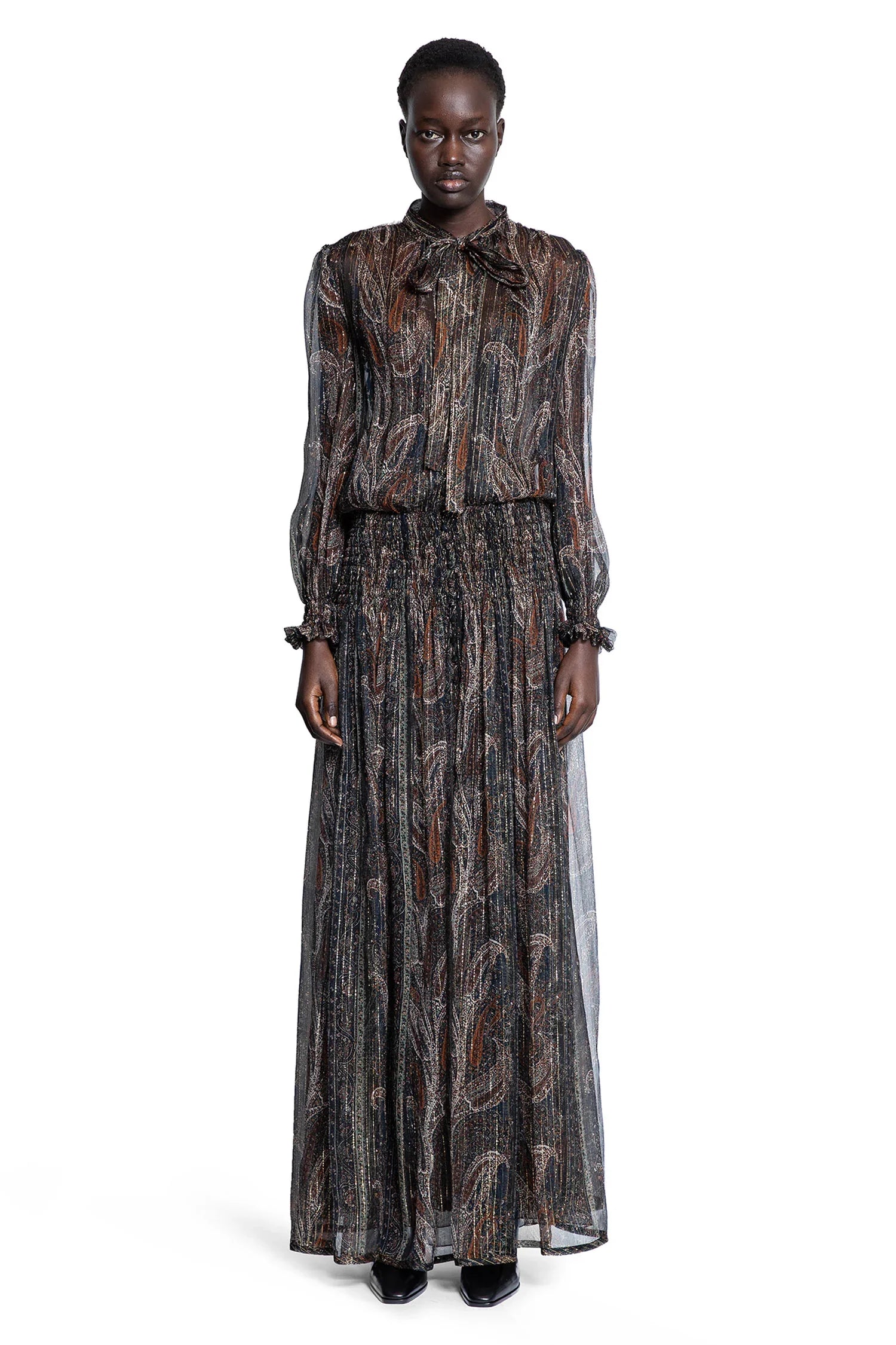 Lavallière Long Dress in Paisley Silk - Antonioli.eu