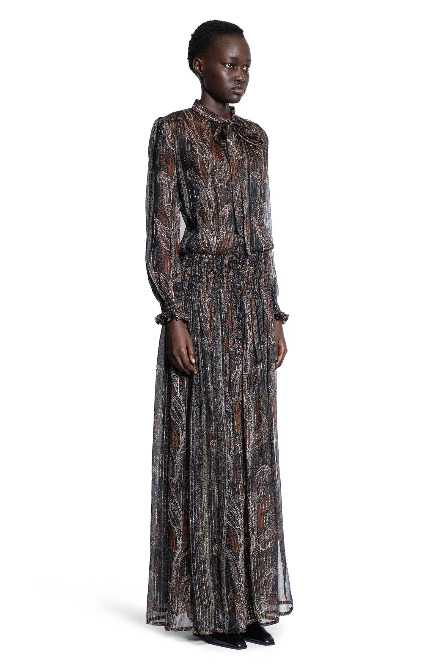 Lavallière Long Dress in Paisley Silk - Antonioli.eu