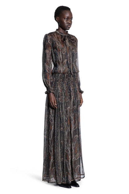 Lavallière Long Dress in Paisley Silk - Antonioli.eu
