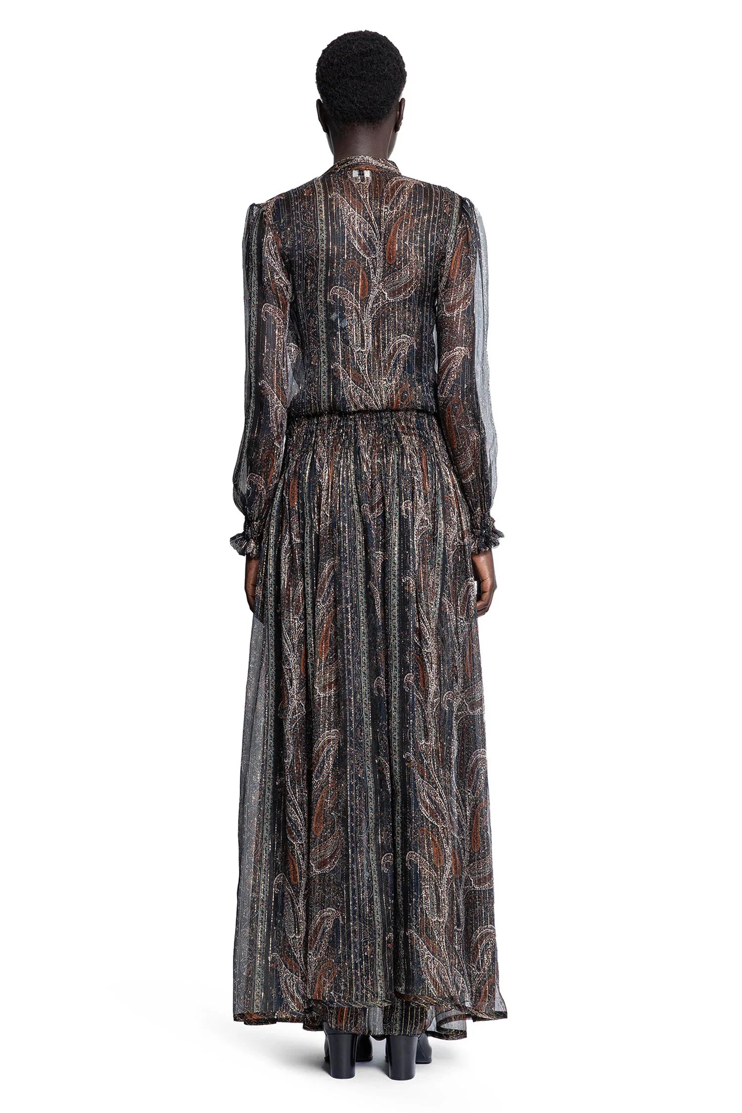 Lavallière Long Dress in Paisley Silk - Antonioli.eu