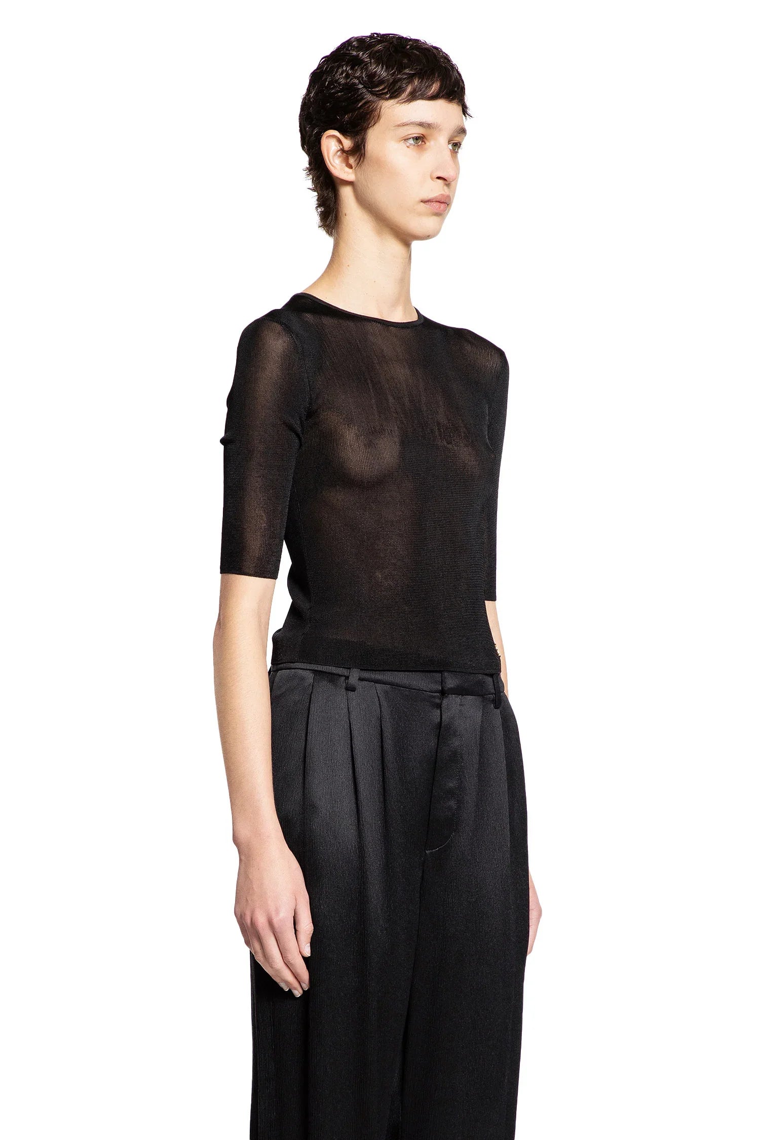 Short Sleeve Top In Viscose Sheer - Antonioli.eu