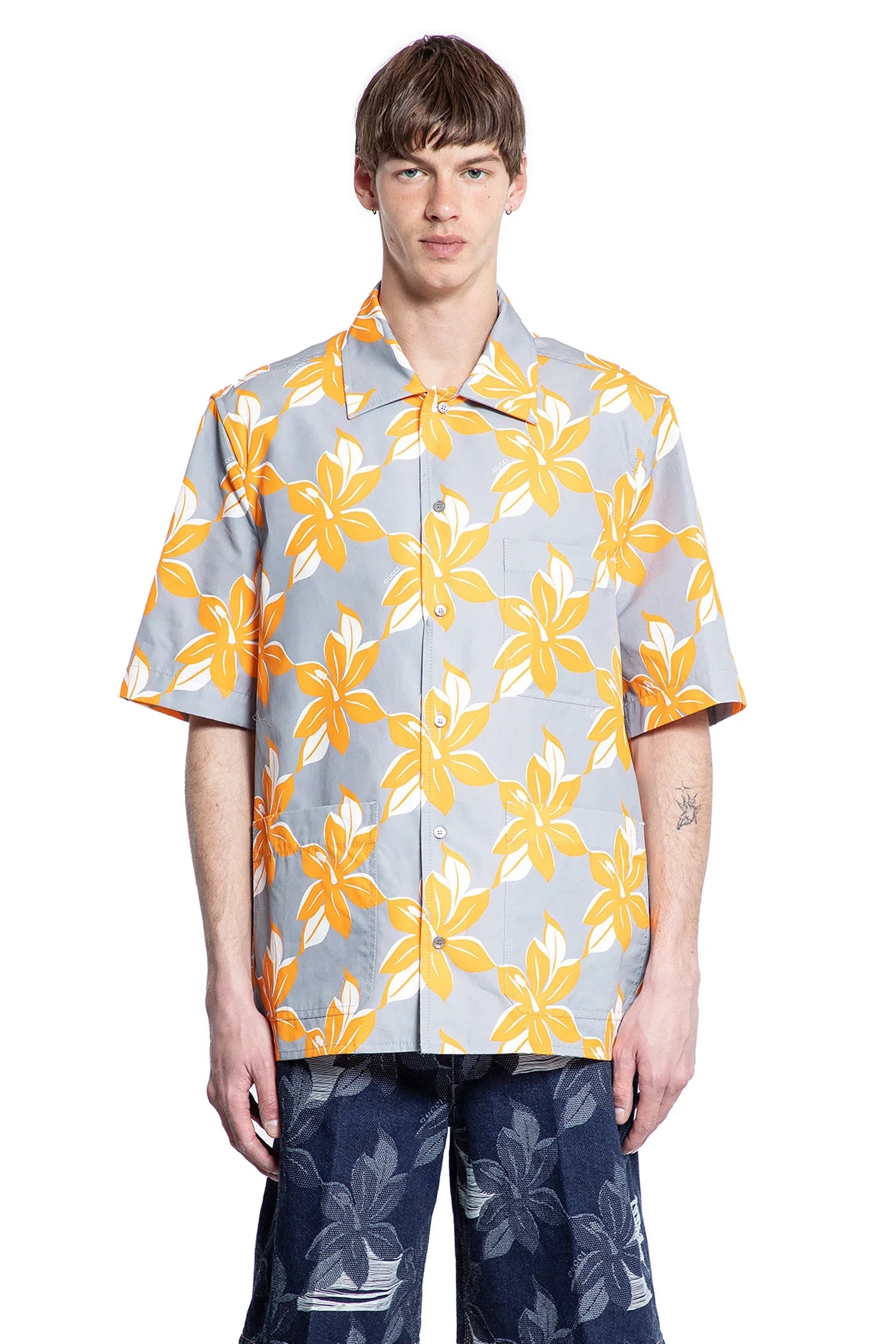 Printed Cotton Poplin Shirt - Antonioli.eu