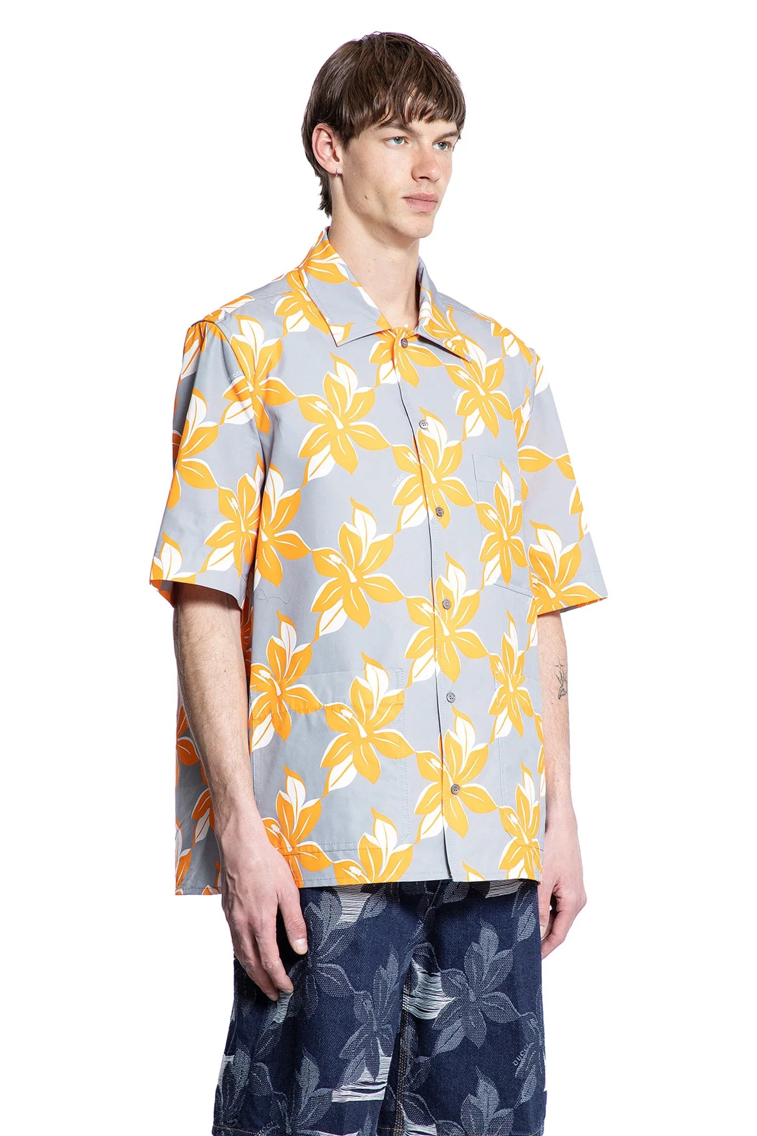 Printed Cotton Poplin Shirt - Antonioli.eu