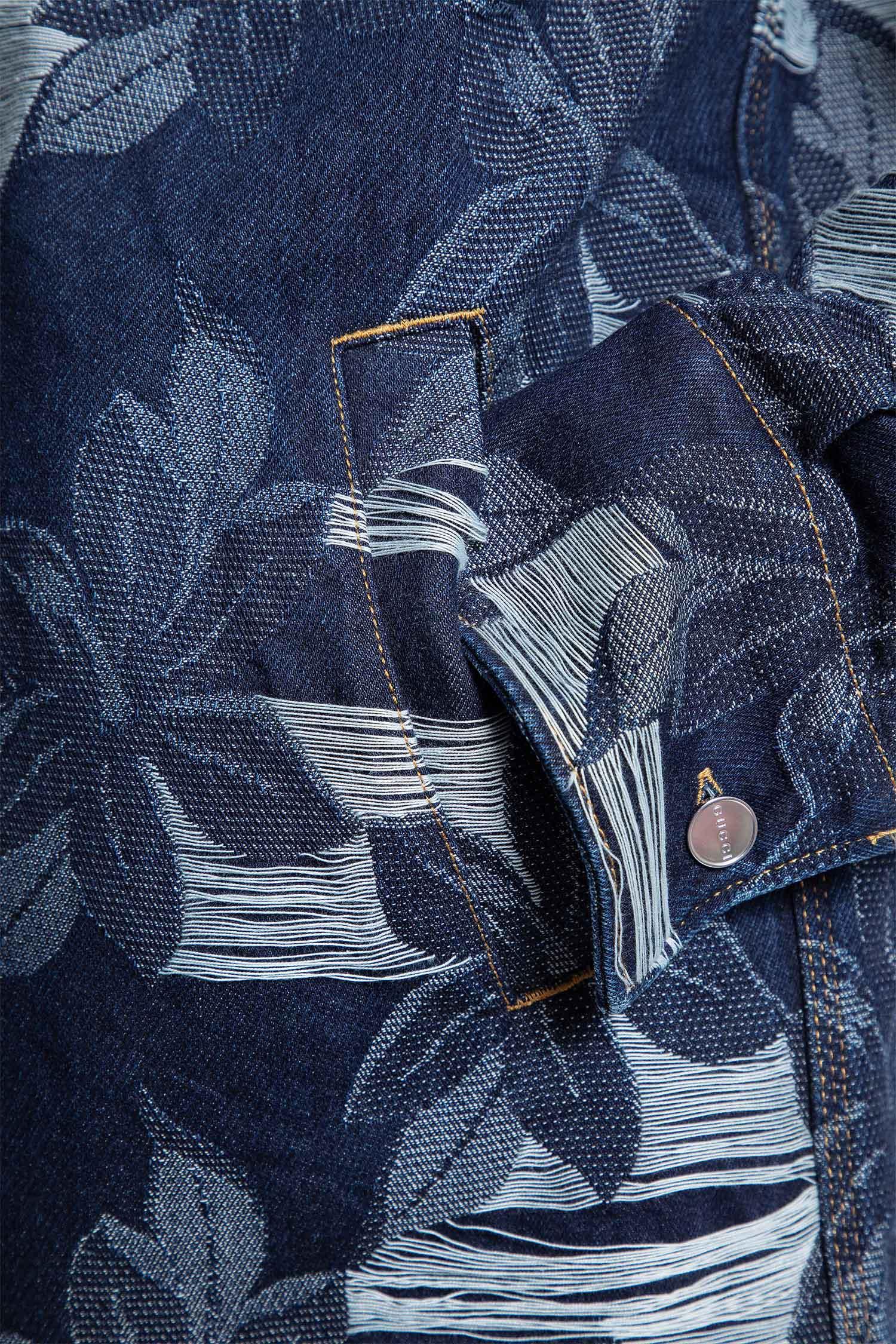 Floral Jacquard Denim Shirt - Antonioli.eu