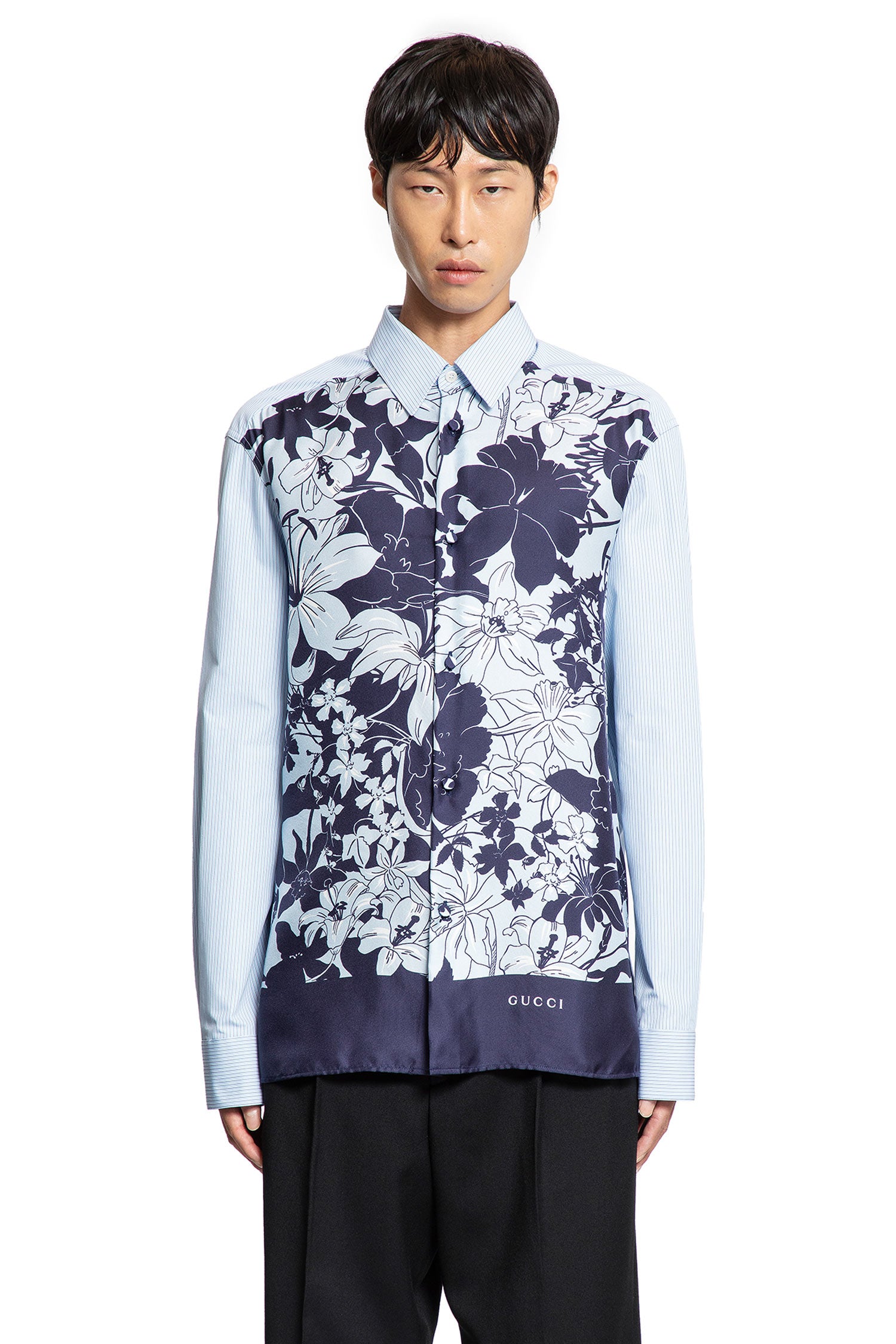 Floral and Pinstripe Shirt - Antonioli.eu