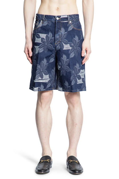 Denim Floral Jacquard Shorts - Antonioli.eu