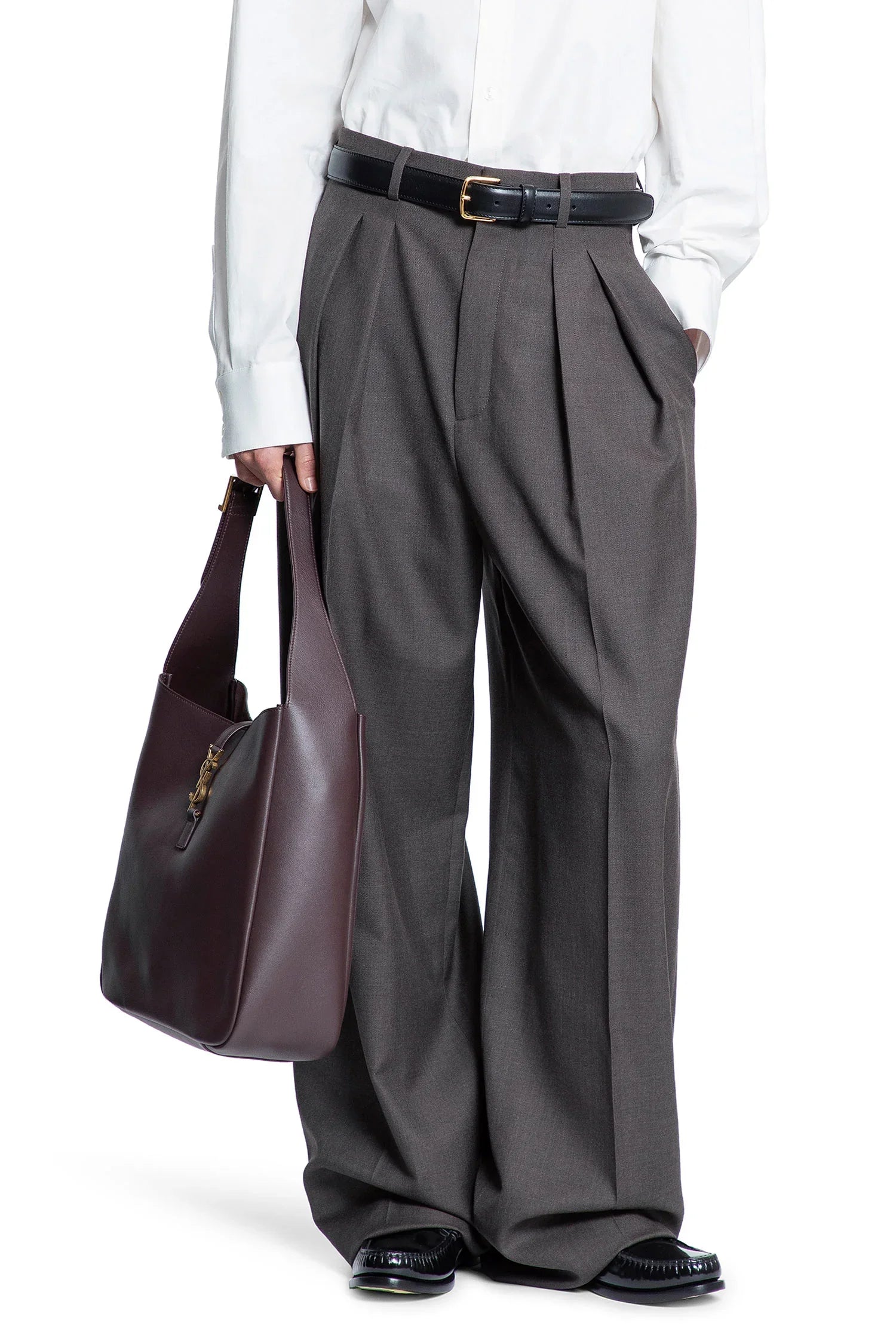 Wide Leg Pants in Wool Chiné - Antonioli.eu