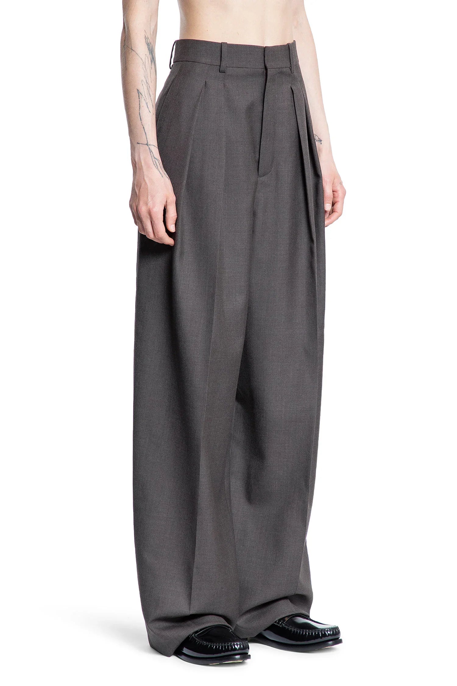 Wide Leg Pants in Wool Chiné - Antonioli.eu
