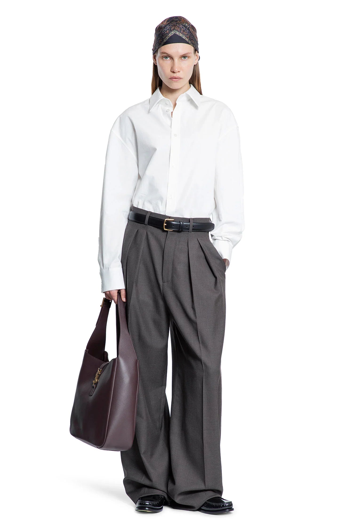 Wide Leg Pants in Wool Chiné - Antonioli.eu