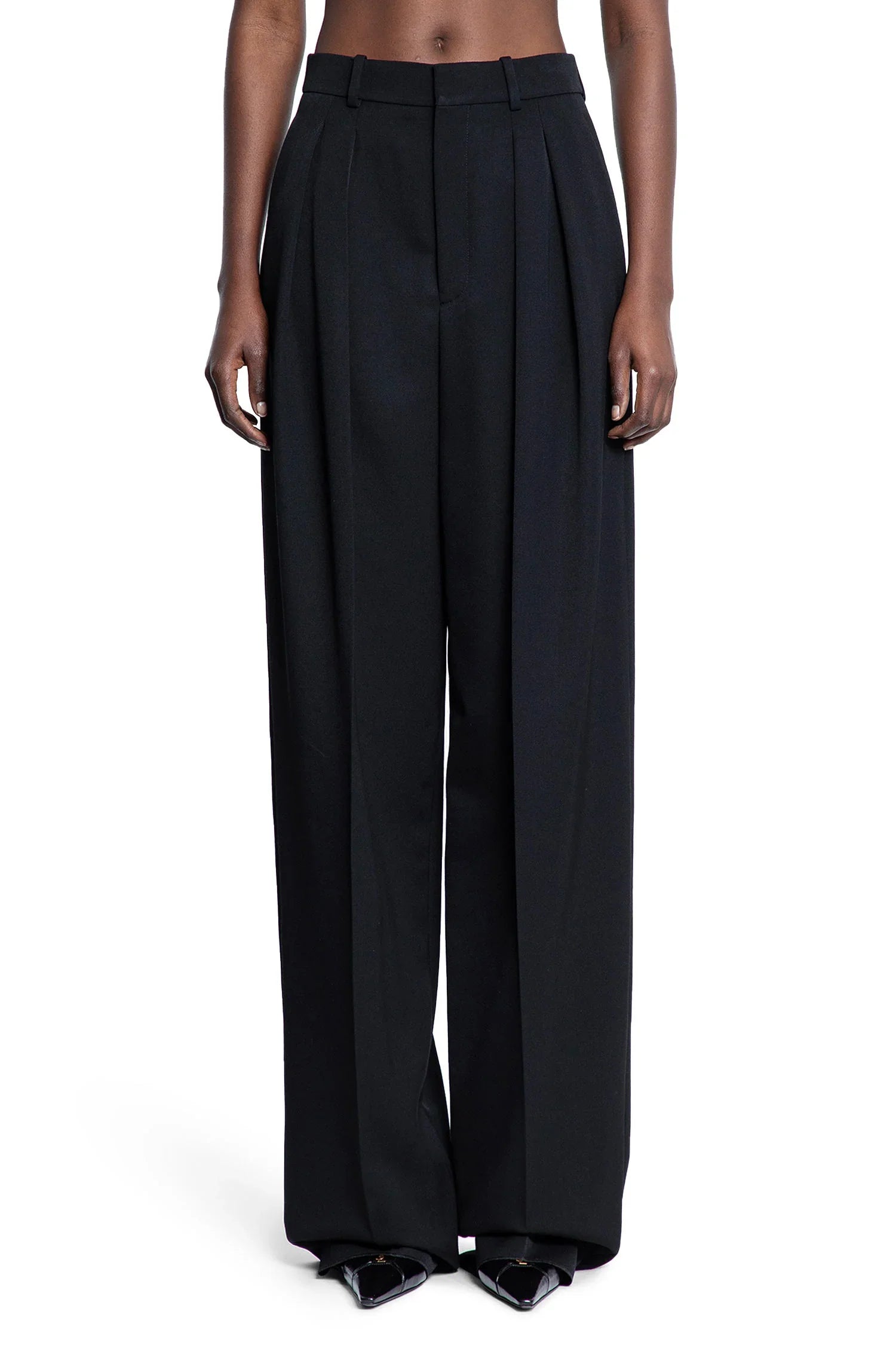 Wide Leg Pants in Grain De Poudre - Antonioli.eu