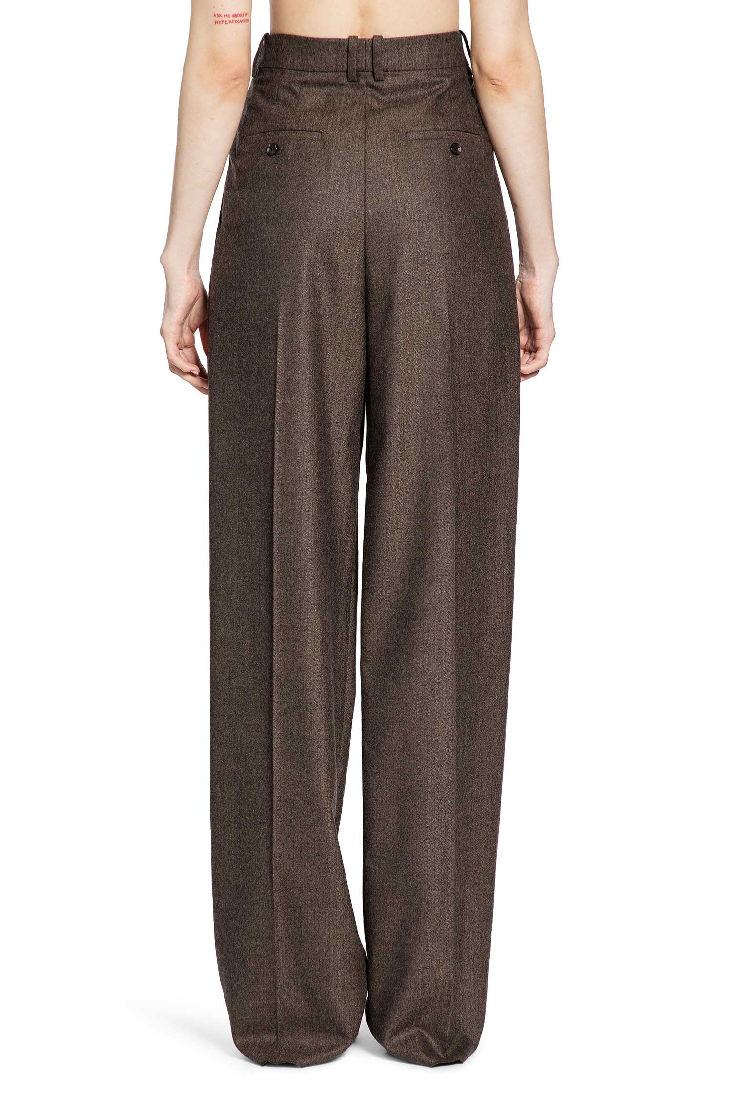 Wide Leg Pants in Herringbone Wool