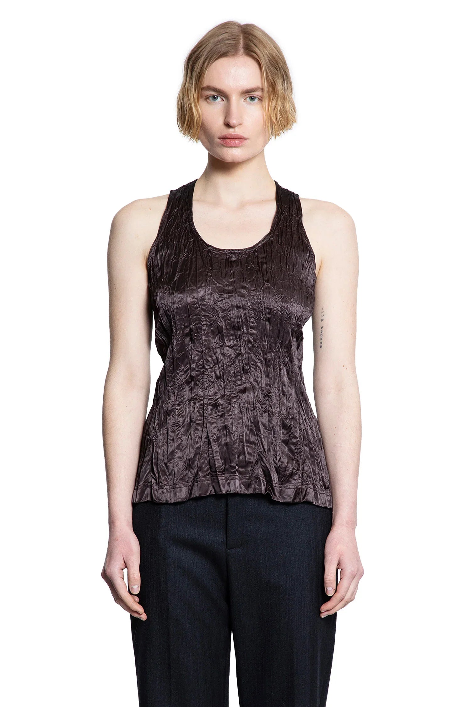 Crushed Slick Viscose Tank Top - Antonioli.eu