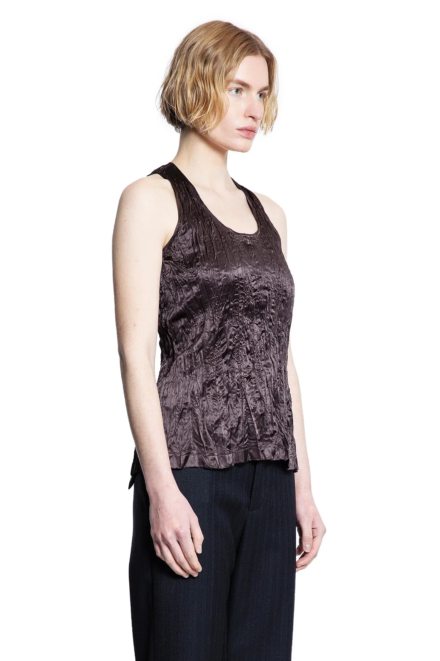 Crushed Slick Viscose Tank Top - Antonioli.eu