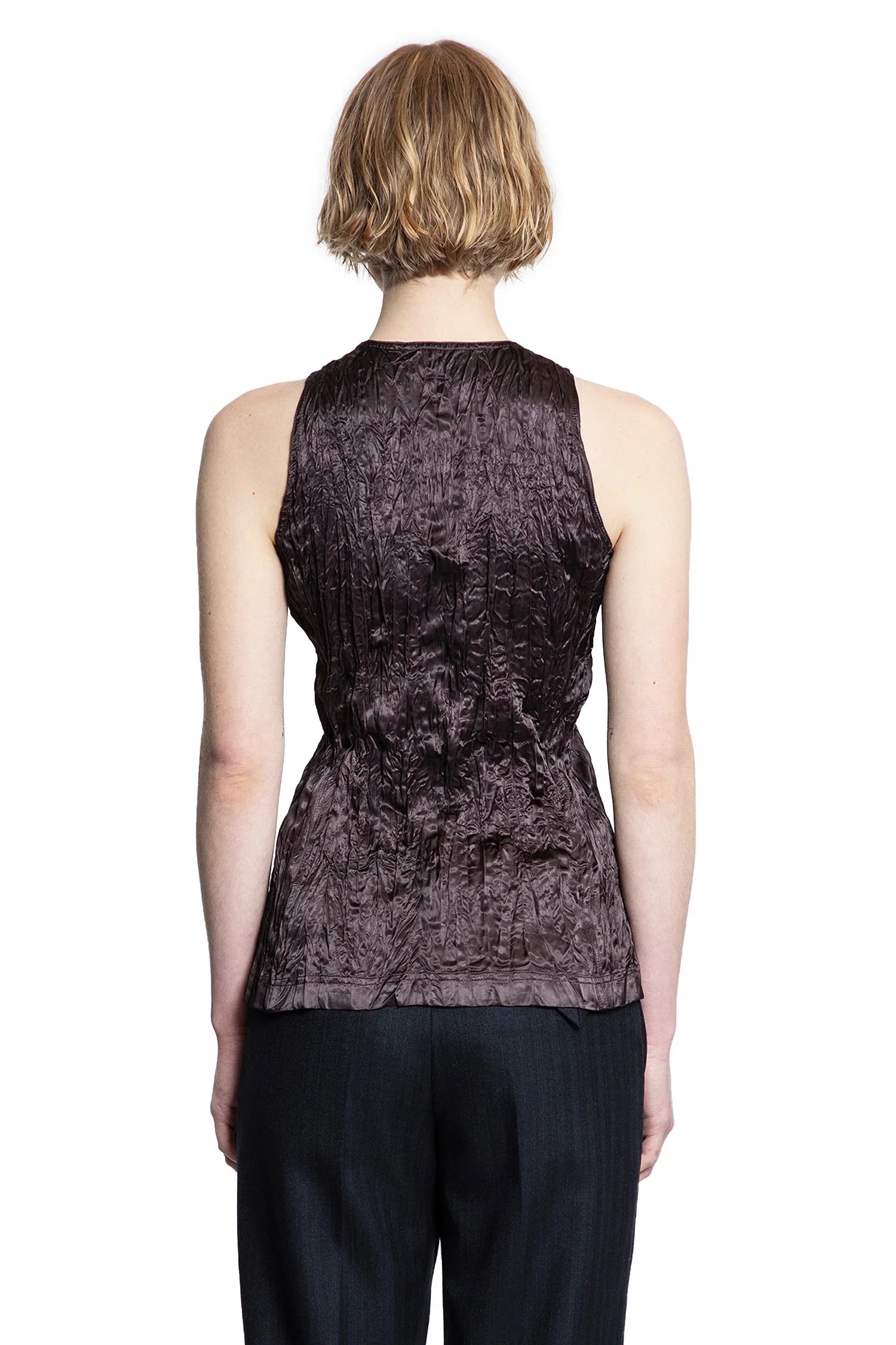 Crushed Slick Viscose Tank Top - Antonioli.eu