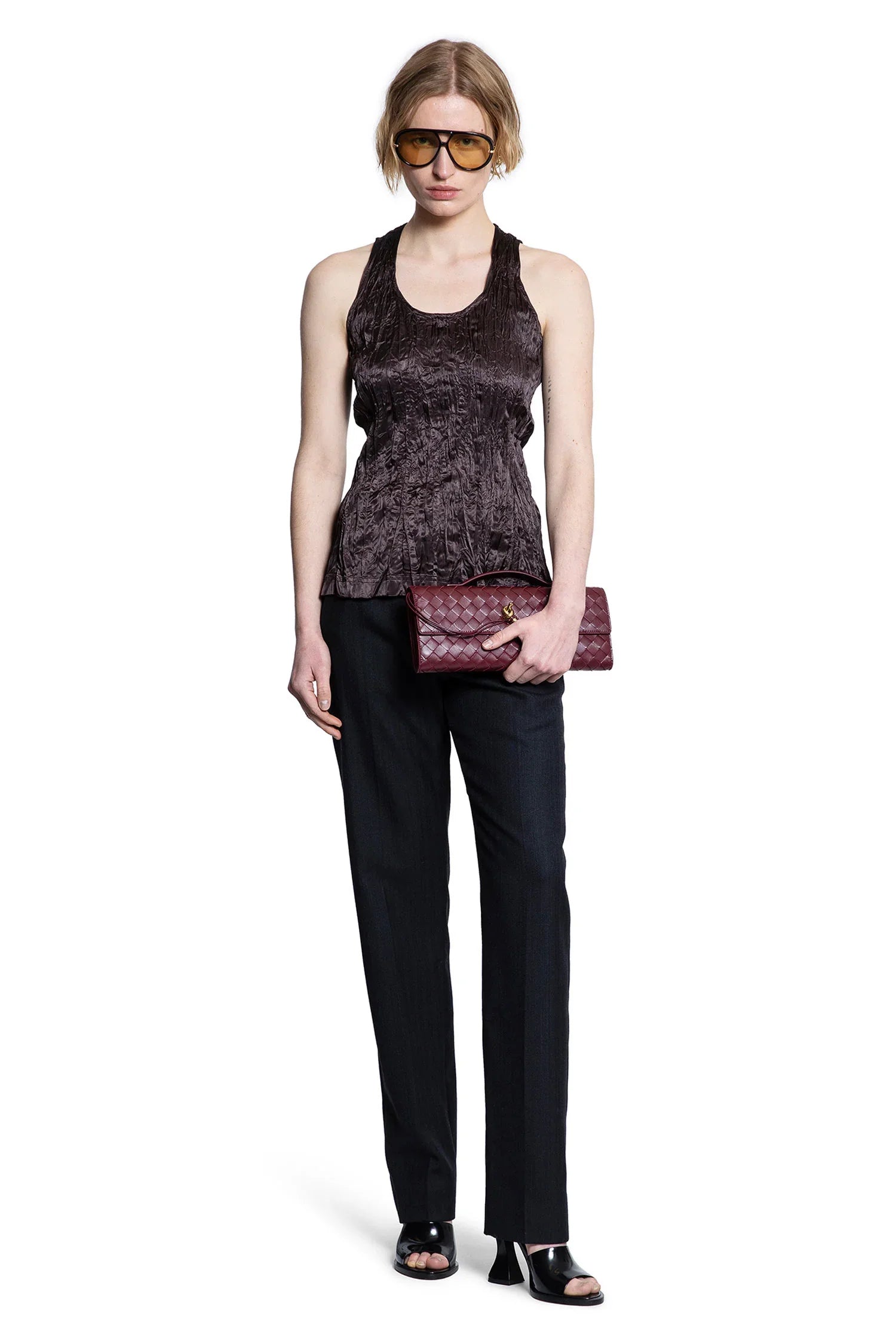 Crushed Slick Viscose Tank Top - Antonioli.eu