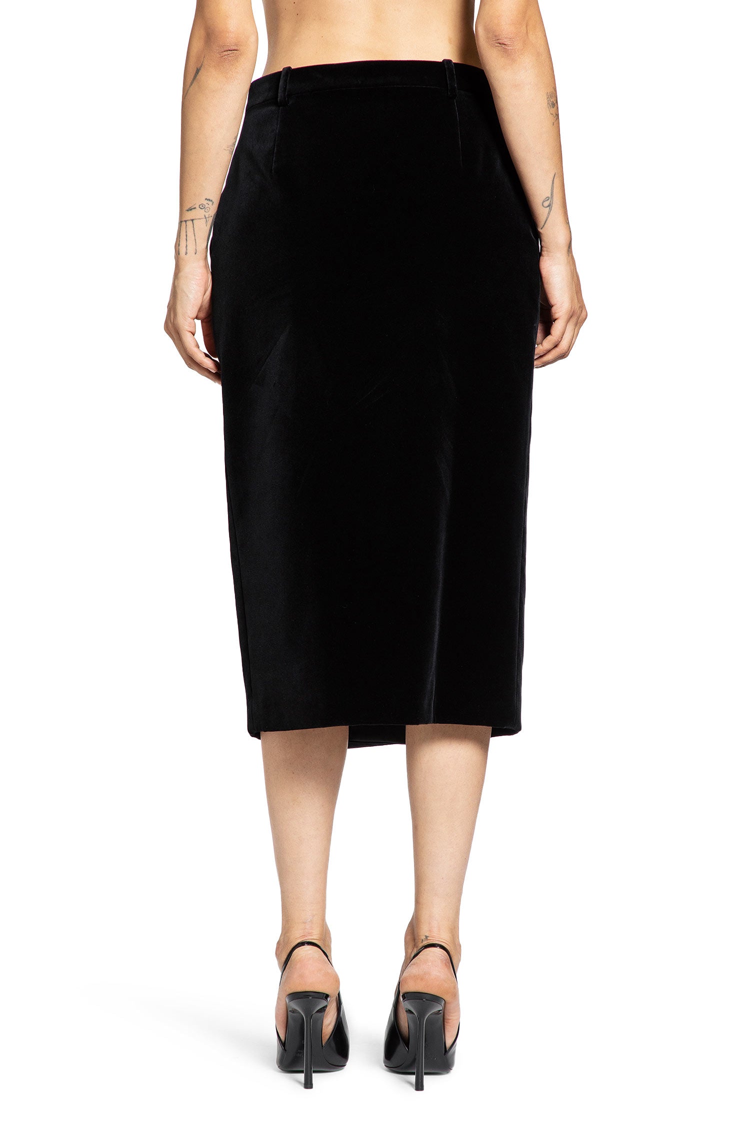 Midi Wrap Skirt in Cotton Velvet