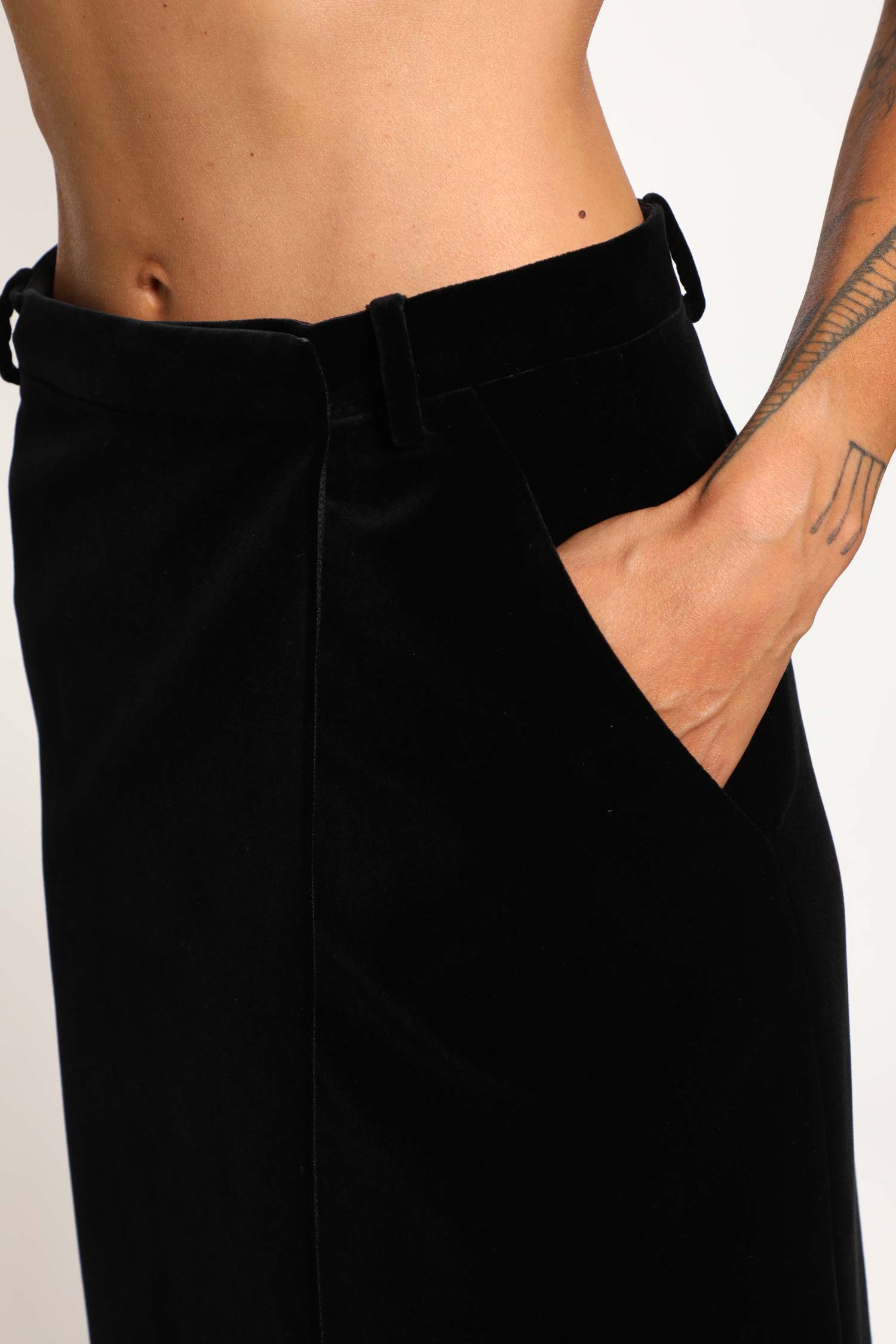 Midi Wrap Skirt in Cotton Velvet