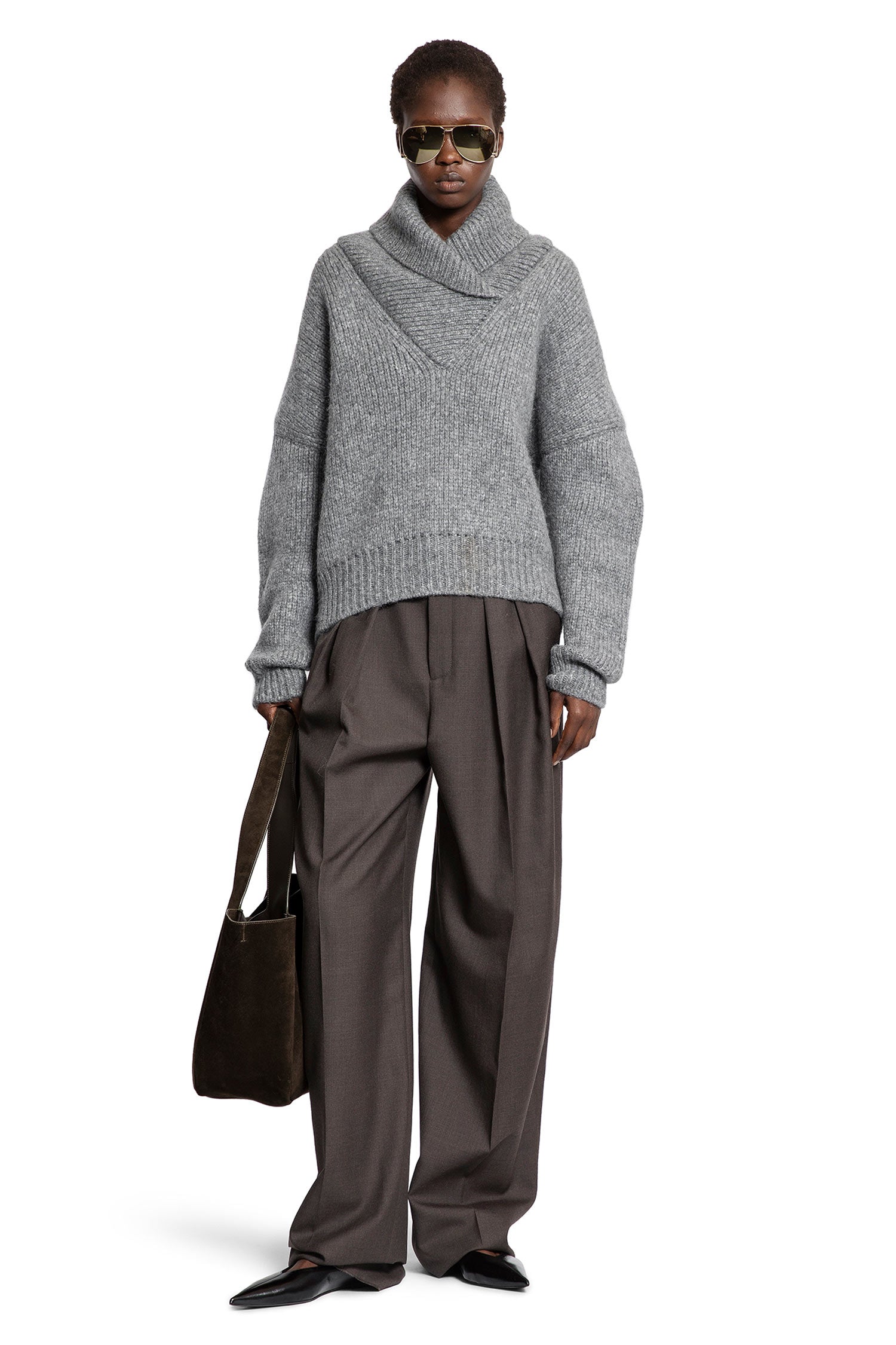 Shawl Sweater in Chunky Knit - Antonioli.eu
