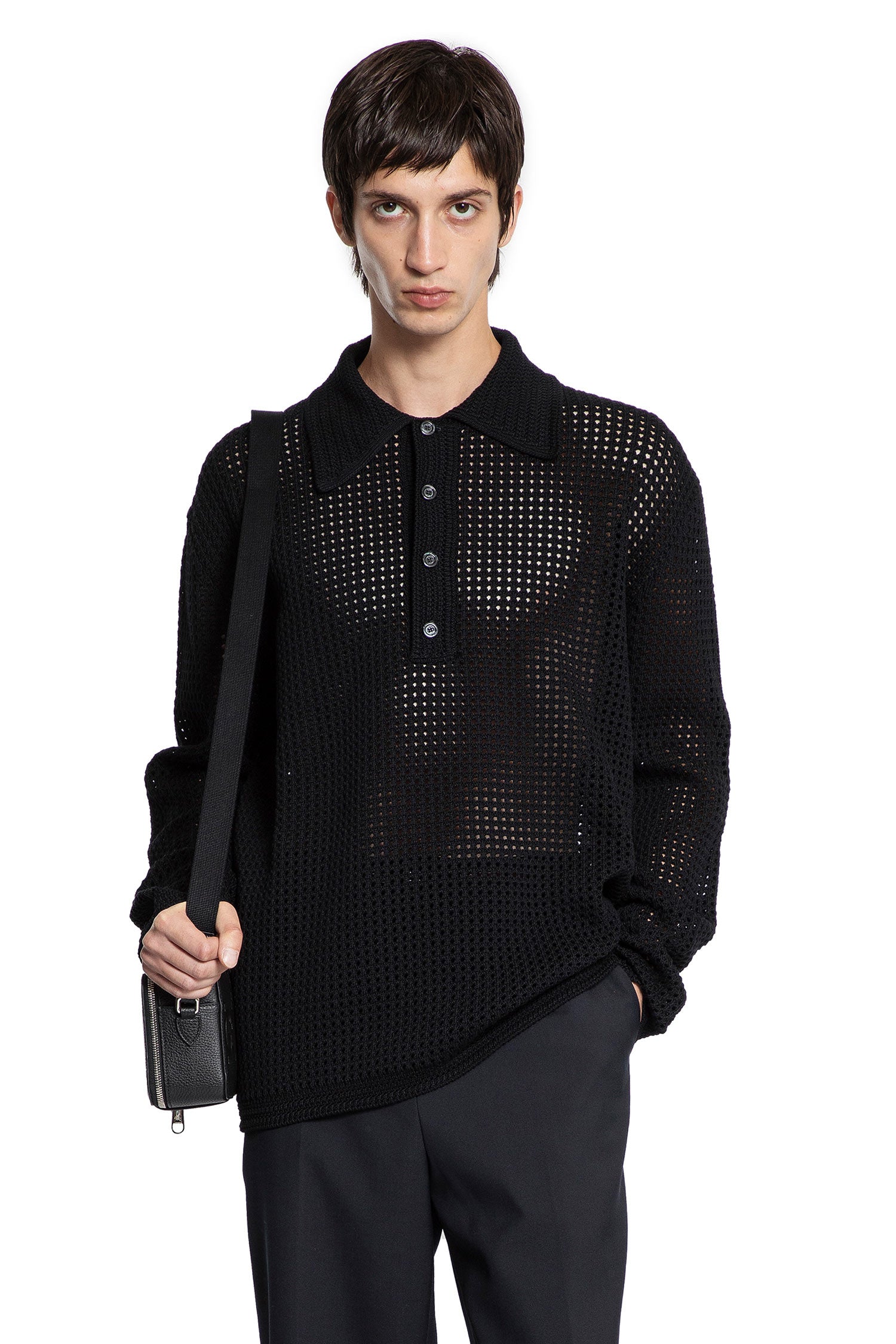 Crochet Knit Polo Shirt - Antonioli.eu