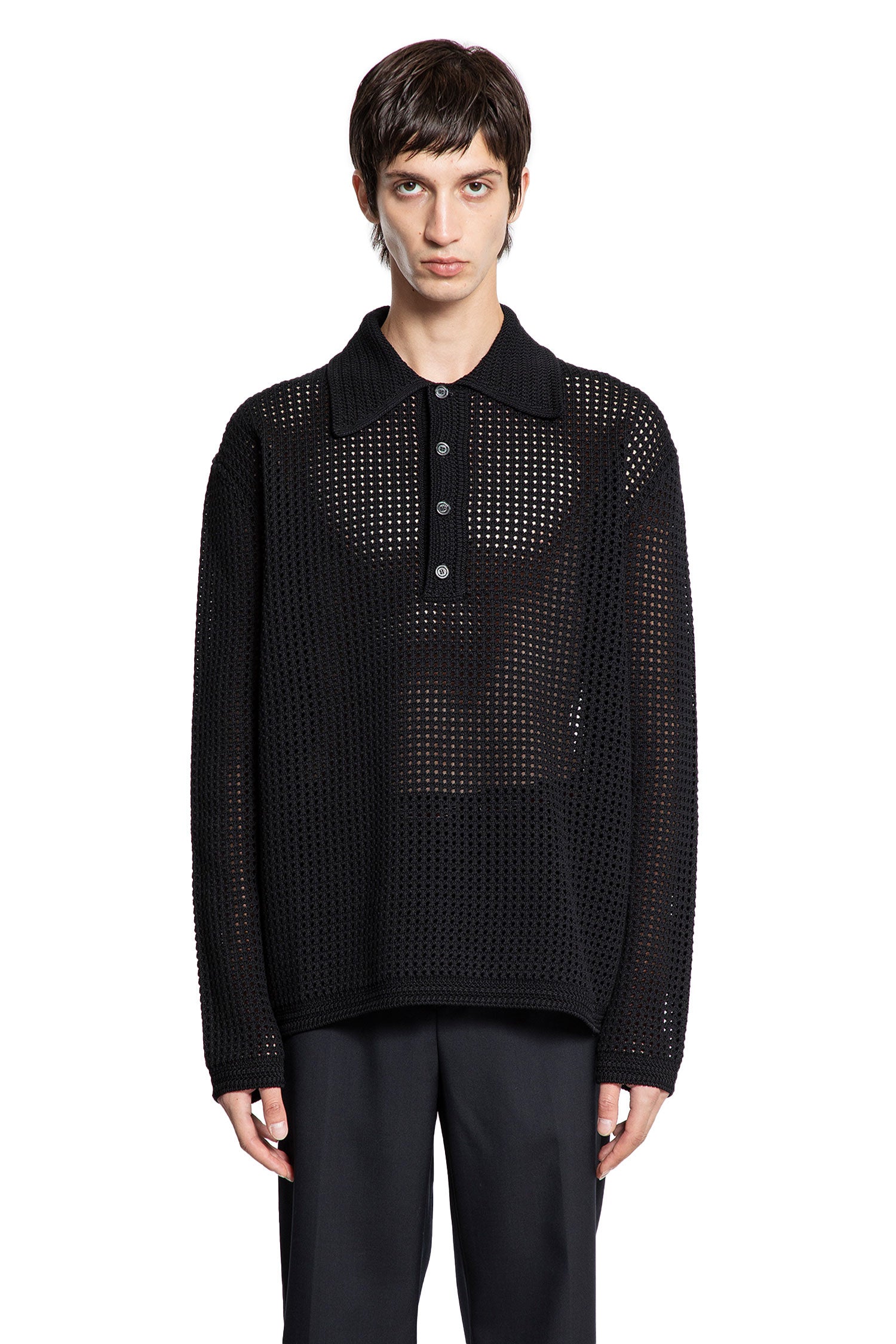 Crochet Knit Polo Shirt - Antonioli.eu
