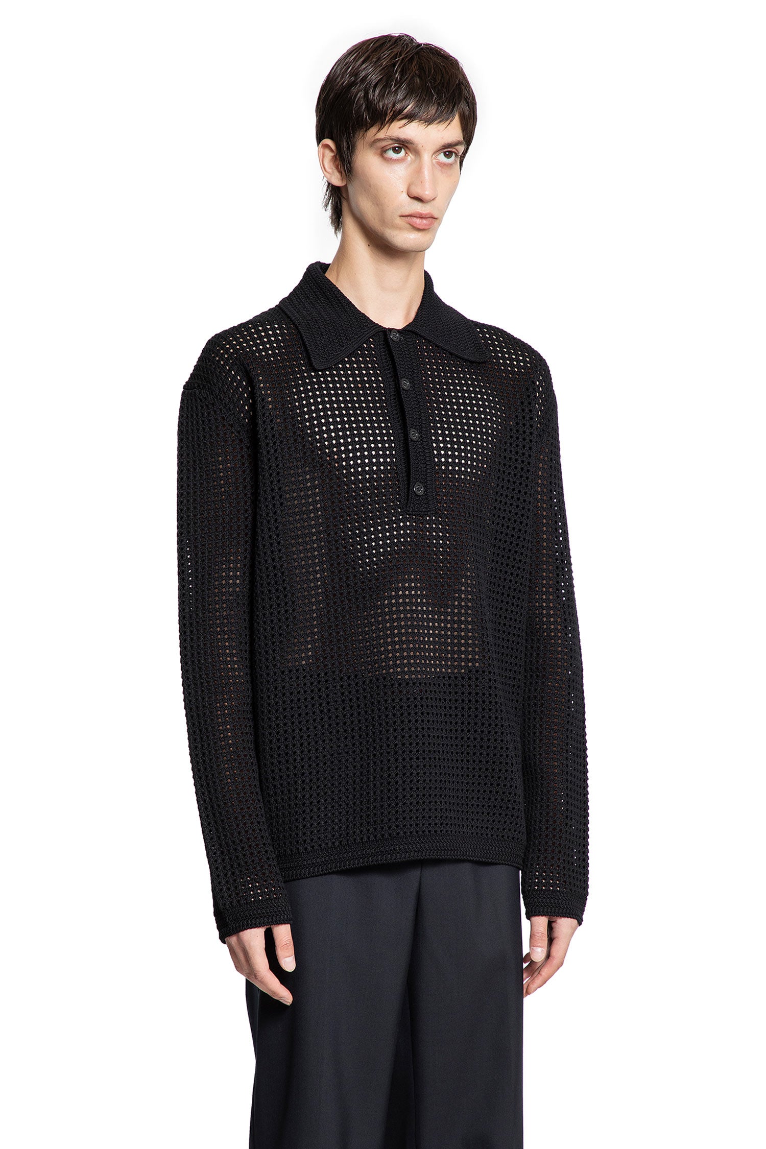 Crochet Knit Polo Shirt - Antonioli.eu