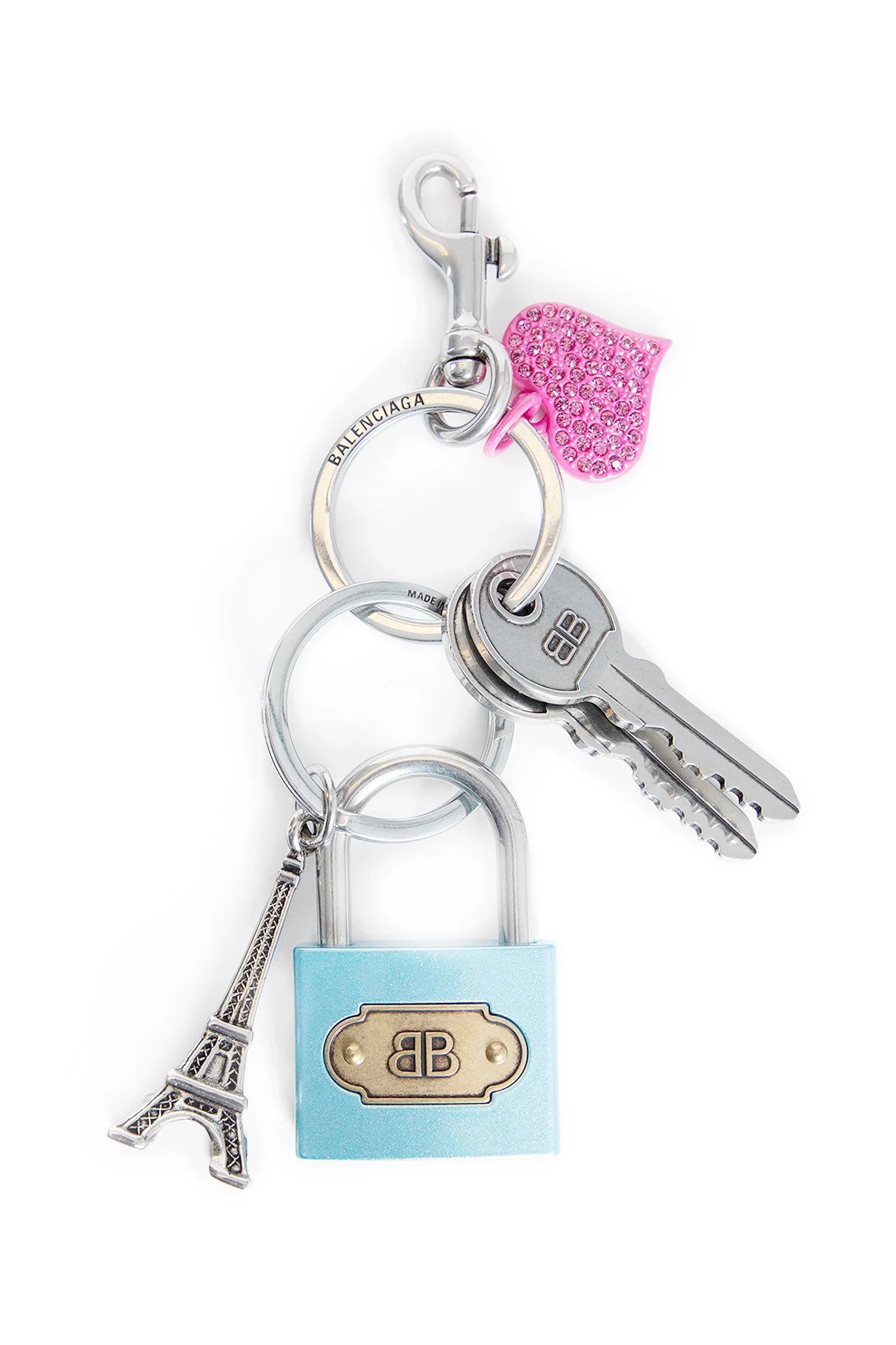 Lock and heart of crystals Keychain - Antonioli.eu
