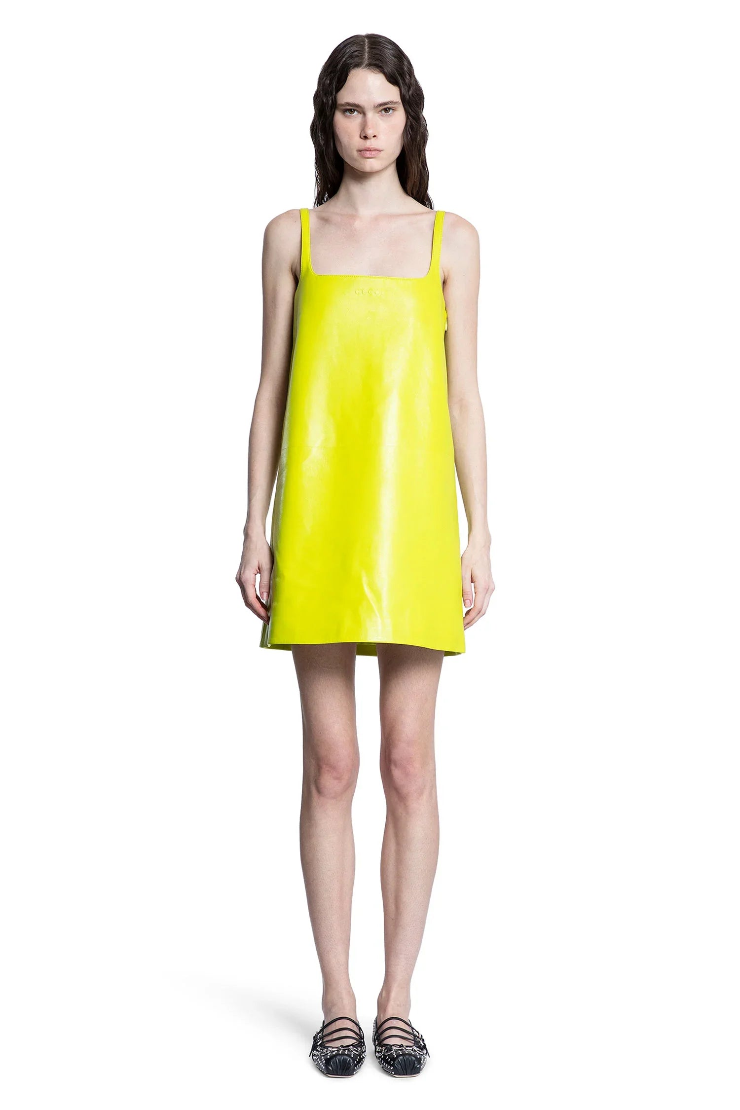 Shiny Leather A-Line Mini Dress - Antonioli.eu