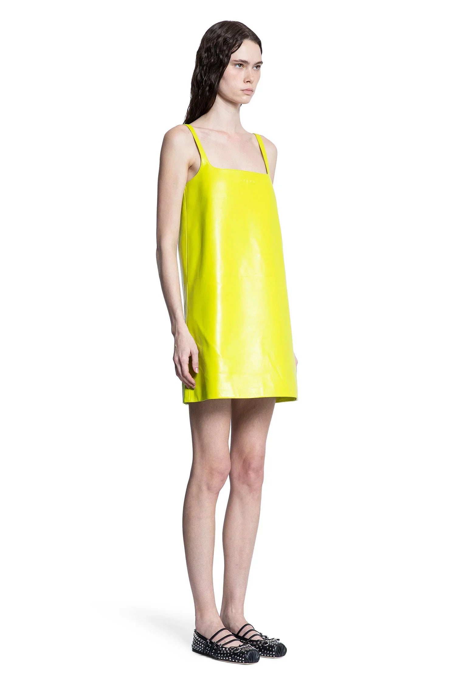 Shiny Leather A-Line Mini Dress - Antonioli.eu