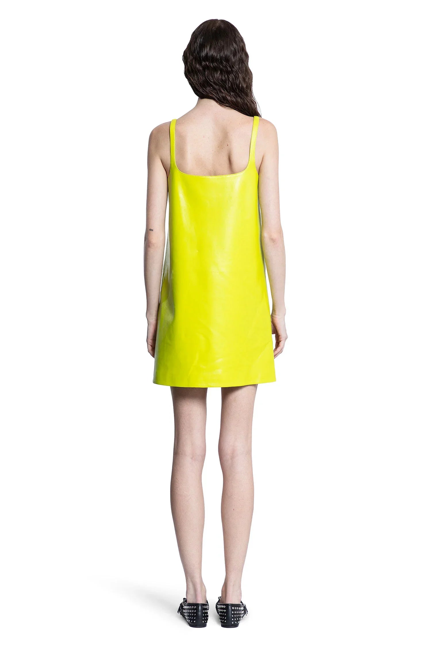 Shiny Leather A-Line Mini Dress - Antonioli.eu