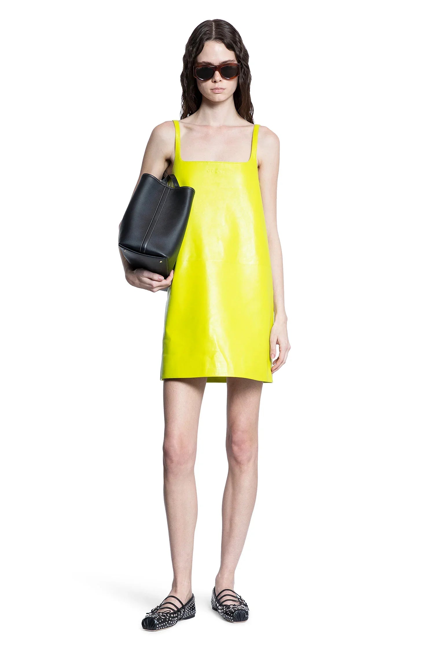 Shiny Leather A-Line Mini Dress - Antonioli.eu