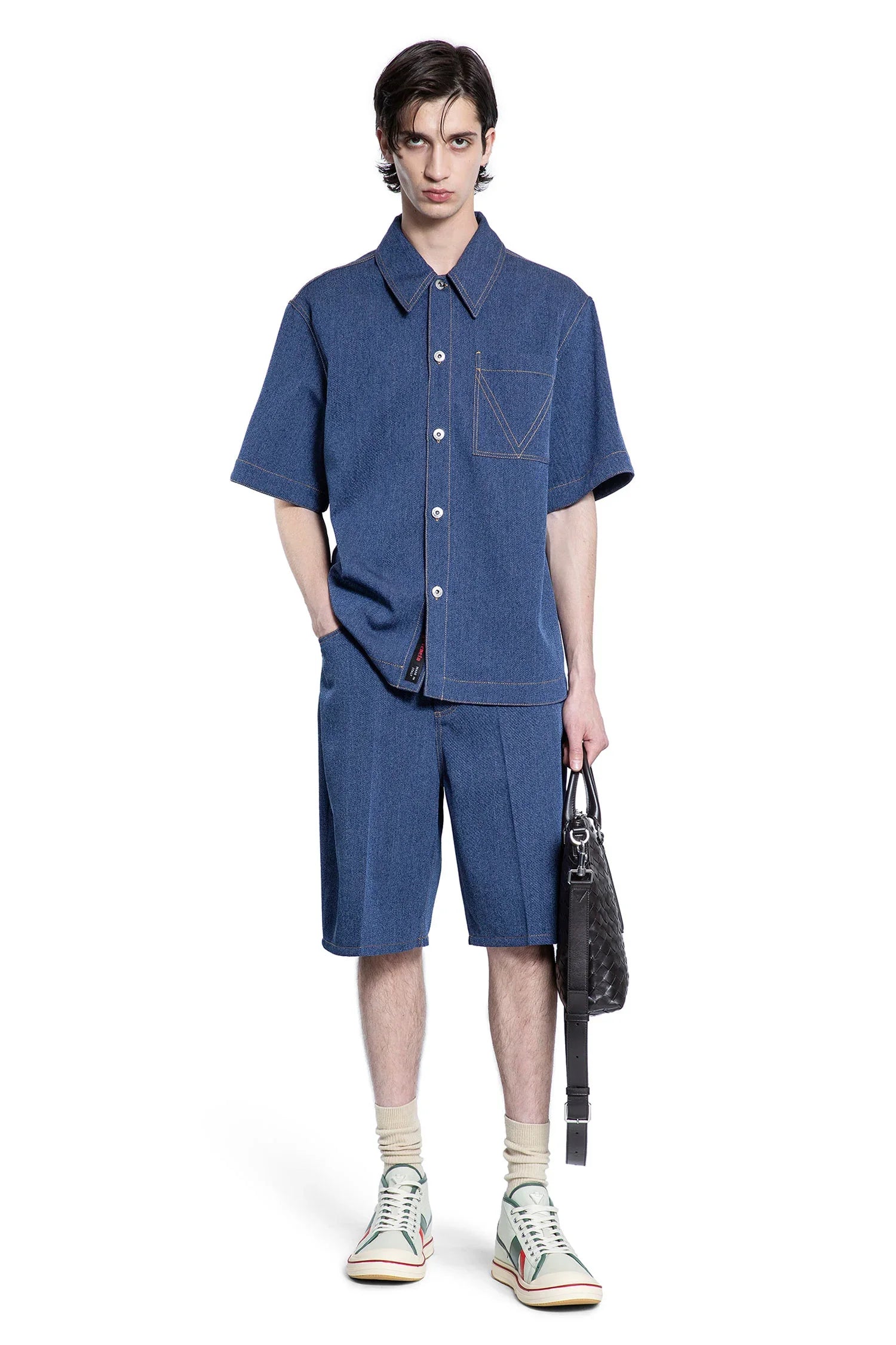 Mélange Wool Cotton Drill Shorts - Antonioli.eu