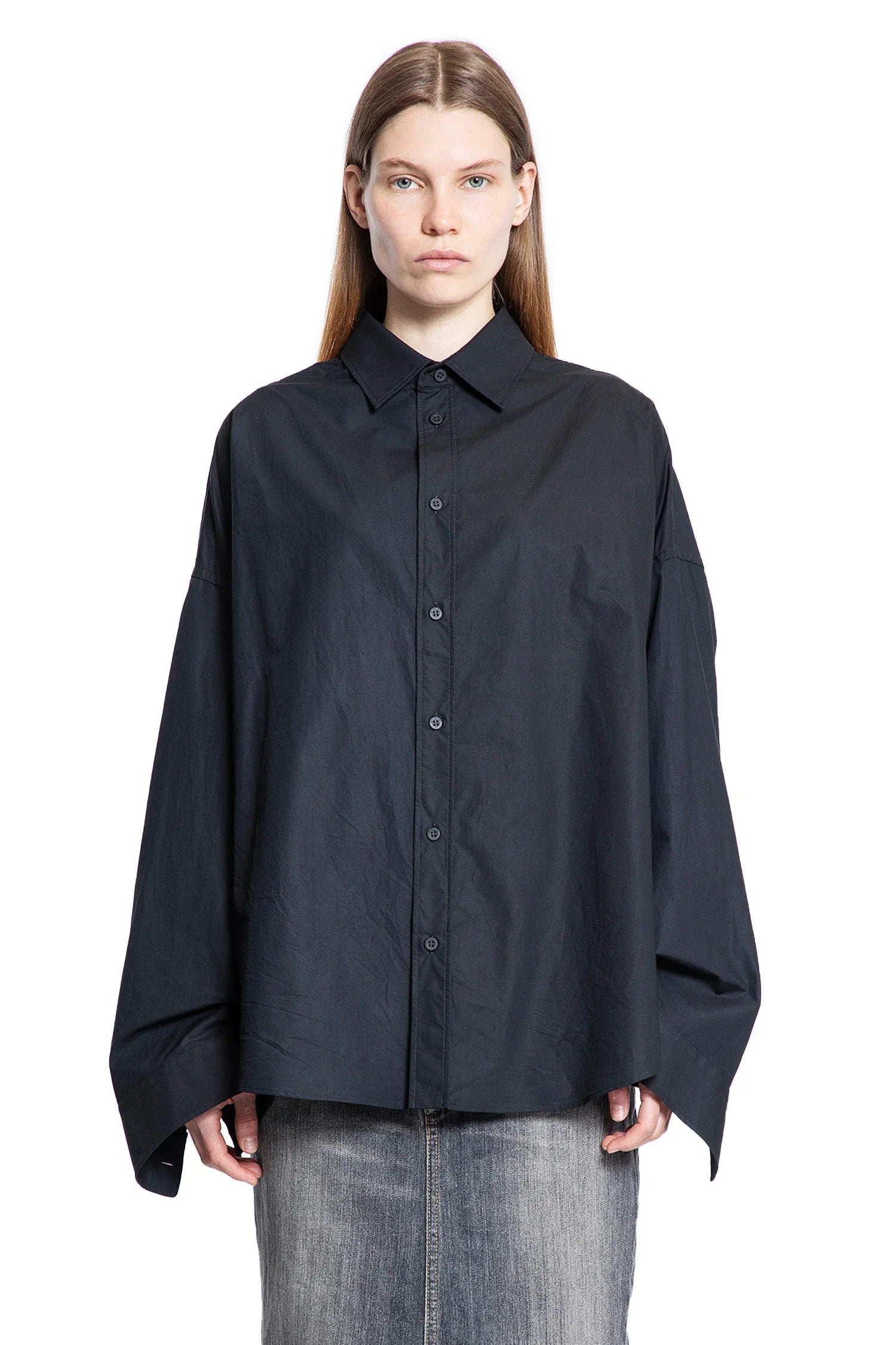 Lace-Up Shirt in Regenartive Cotton Poplin - Antonioli.eu